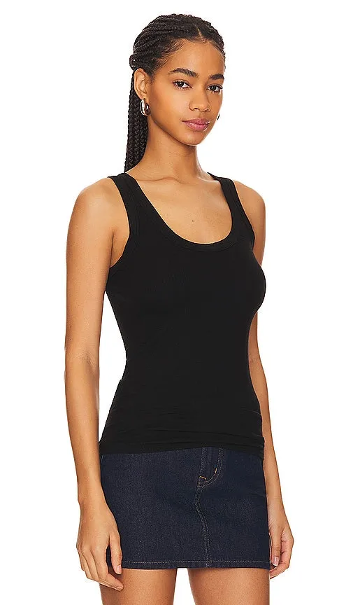 Enza Costa Silk Rib Bold Tank in Black