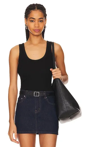 Enza Costa Silk Rib Bold Tank in Black