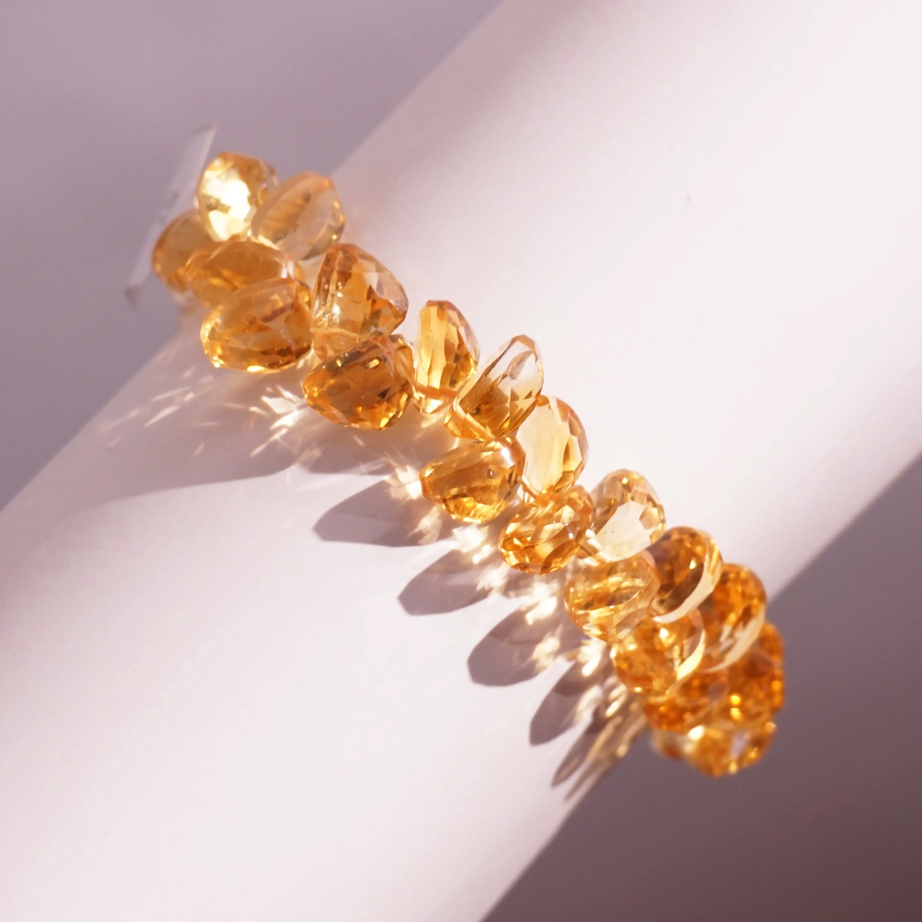 Gem-Grade Citrine Faceted Ovals Briolette (M)