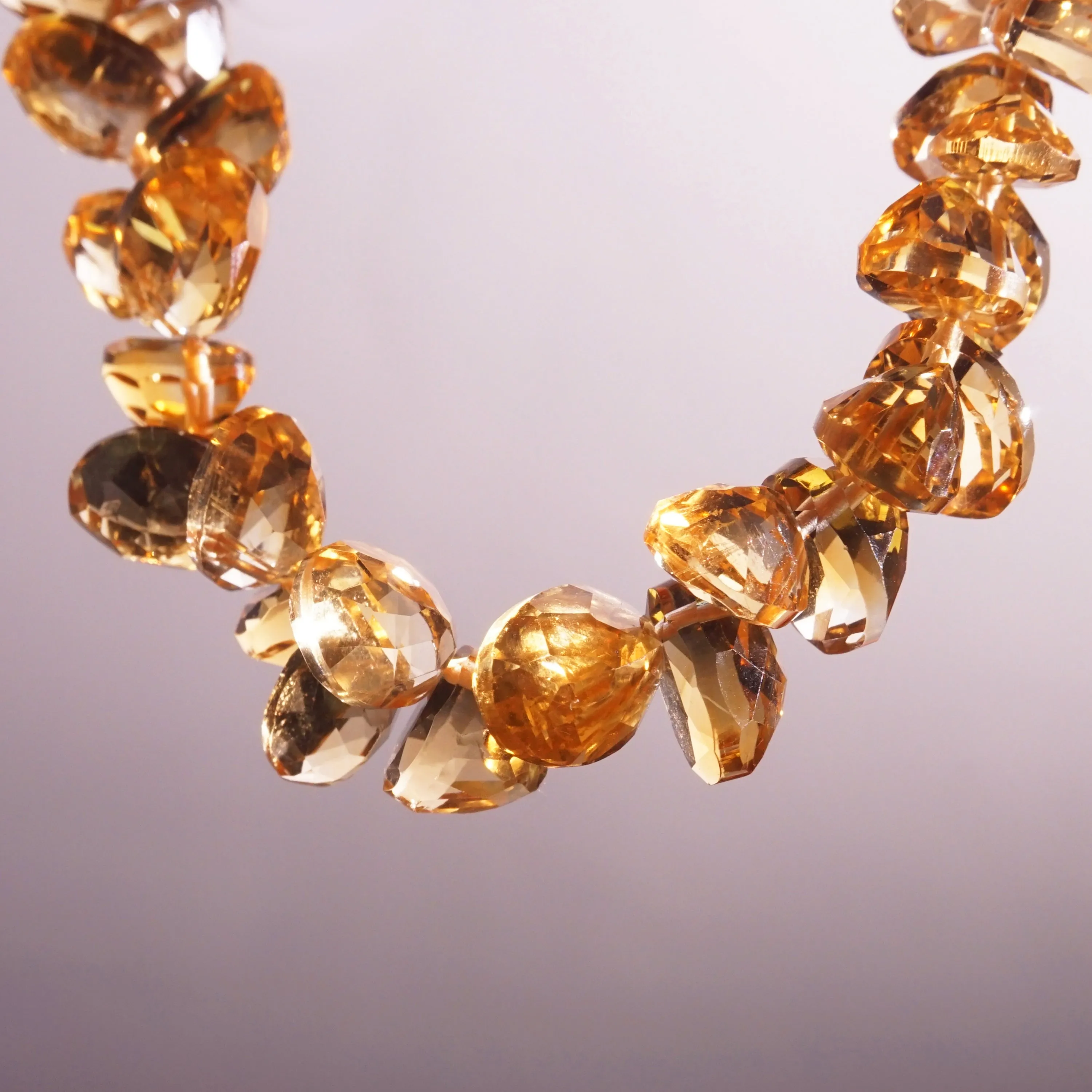 Gem-Grade Citrine Faceted Ovals Briolette (M)