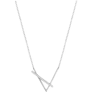 Geometric V-shape with Zircon Silver Necklace for Women