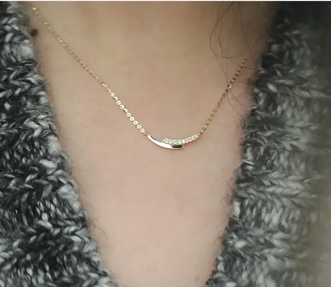 Gold Plated Diamante Mini Curve Necklace
