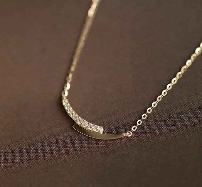Gold Plated Diamante Mini Curve Necklace
