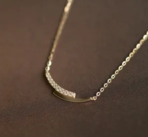 Gold Plated Diamante Mini Curve Necklace