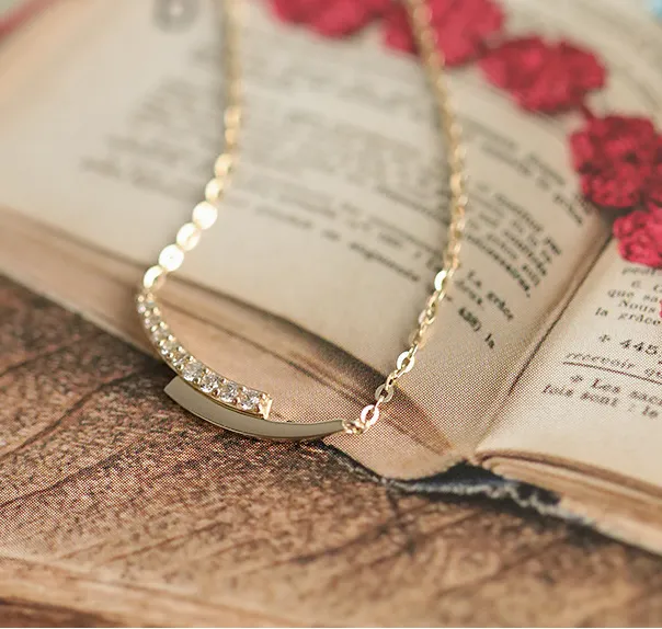 Gold Plated Diamante Mini Curve Necklace