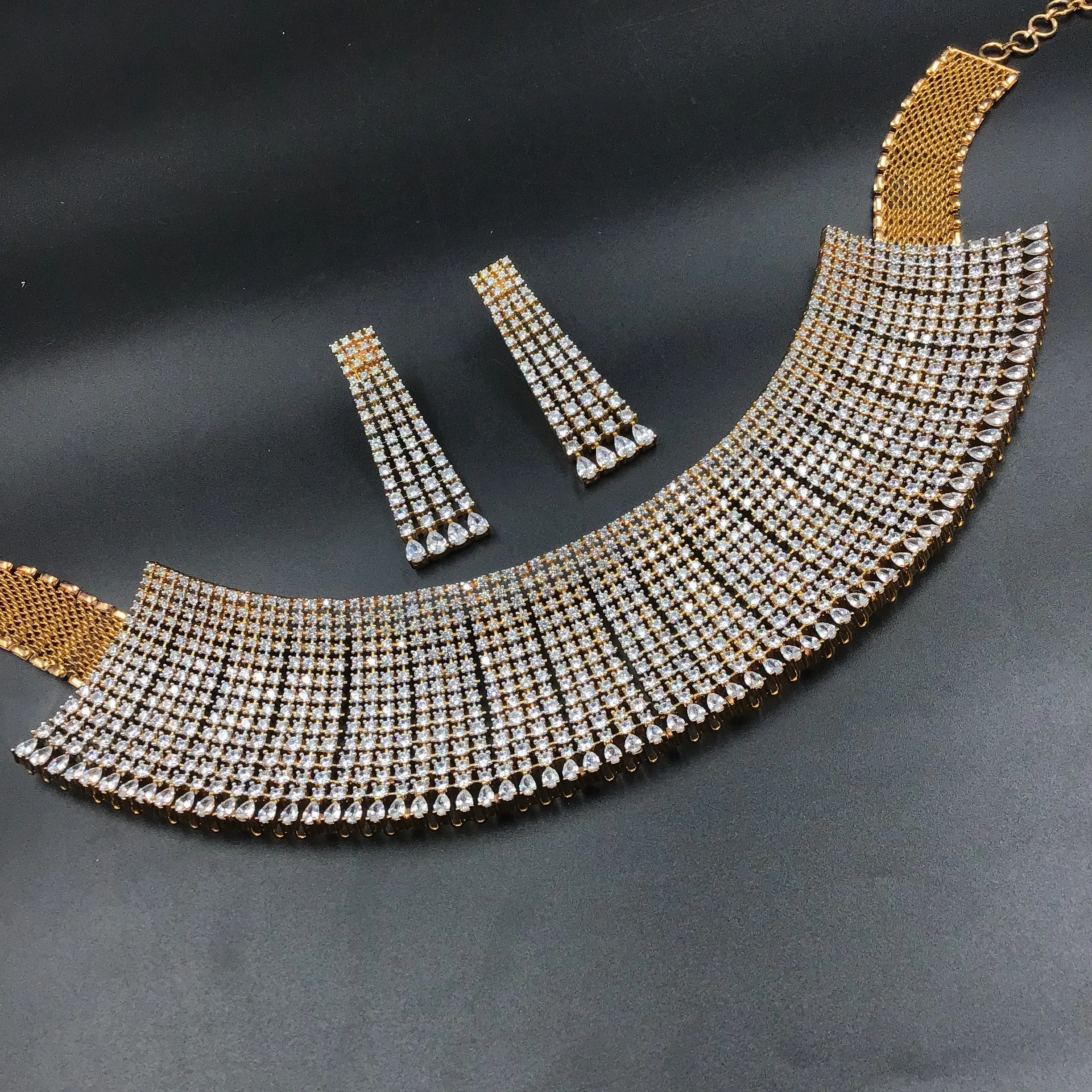 Gold Plated Zircon/AD Choker set 4981-9046