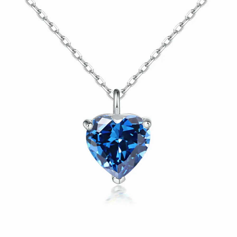 Heart Zircon Pendant Silver Necklace for Women