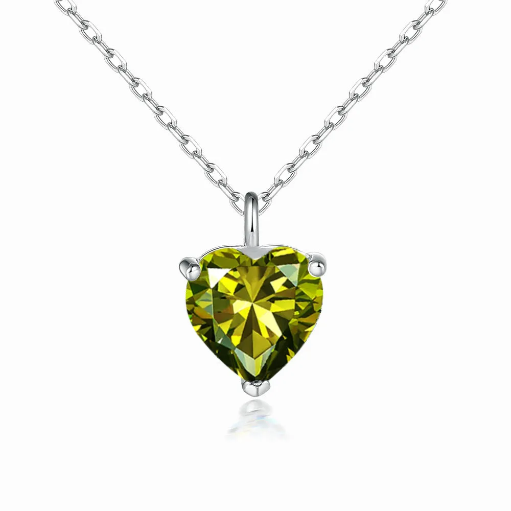 Heart Zircon Pendant Silver Necklace for Women