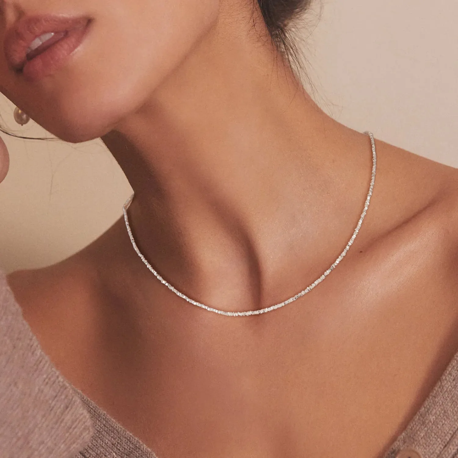 Irregular Silver Nugget Necklace
