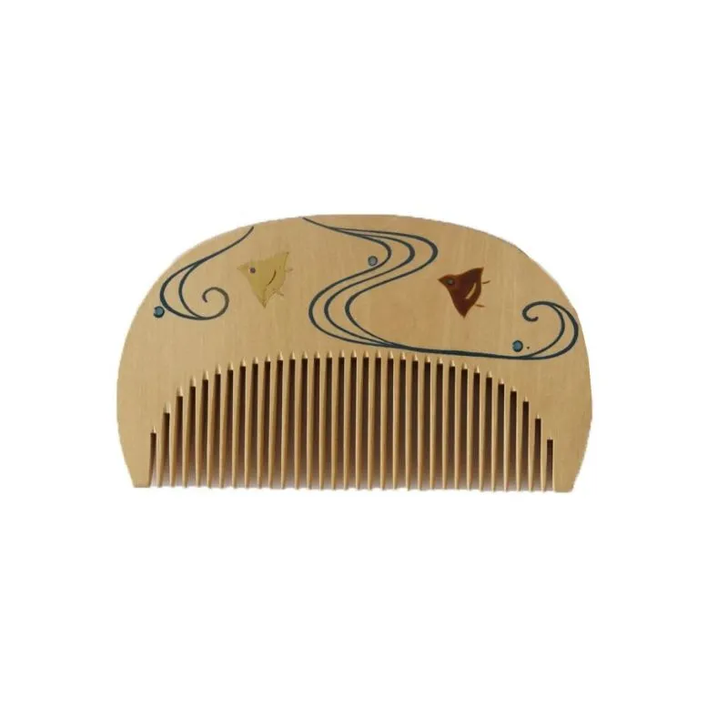 Japanese Maki-e Urushi Lacquer Tsuge (Boxwood) Comb with Chirimen (Crepe Fabric) Case - Plover - ,  Handmade in Kyoto, Japan,  Japanese traditional hair comb