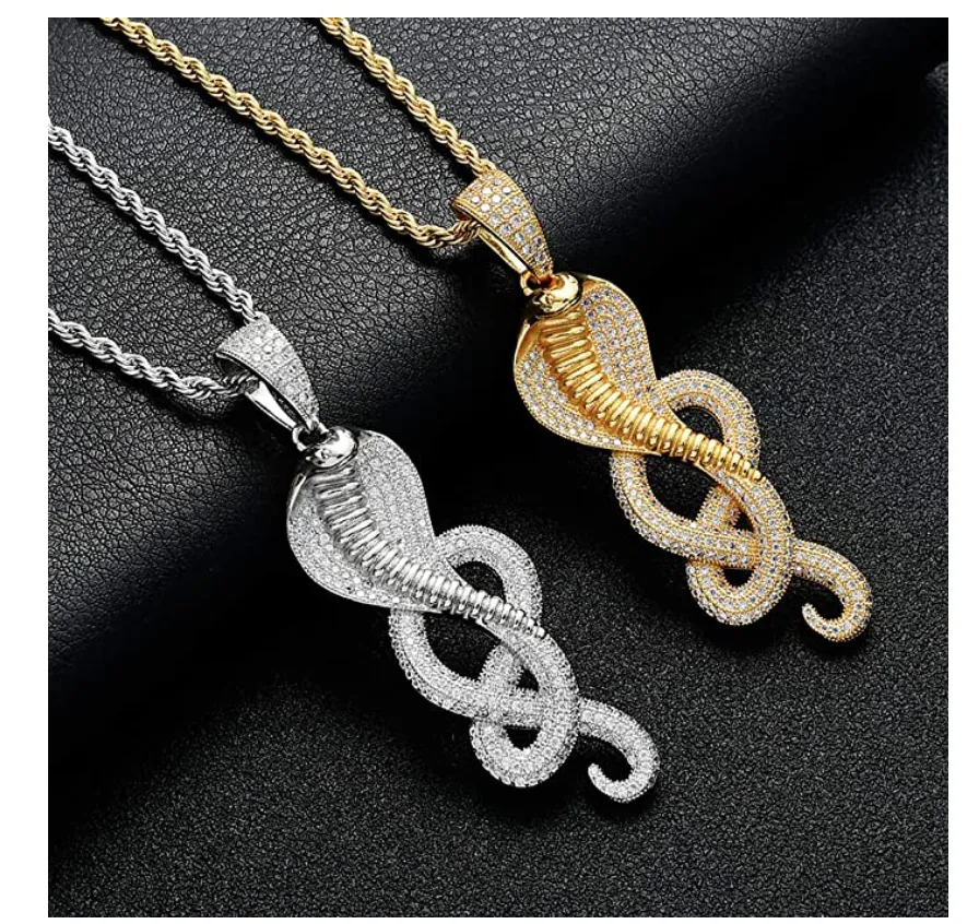 King Cobra Snake Necklace Simulated Diamonds Snake Jewelry Serpent Chain Birthday Gift Gold Silver Tone 24in.
