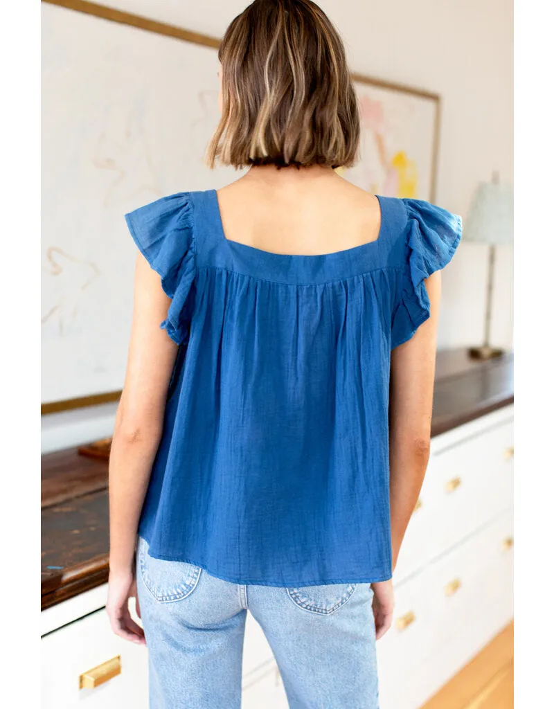 Laurent Flutter Top - Lapis Organic