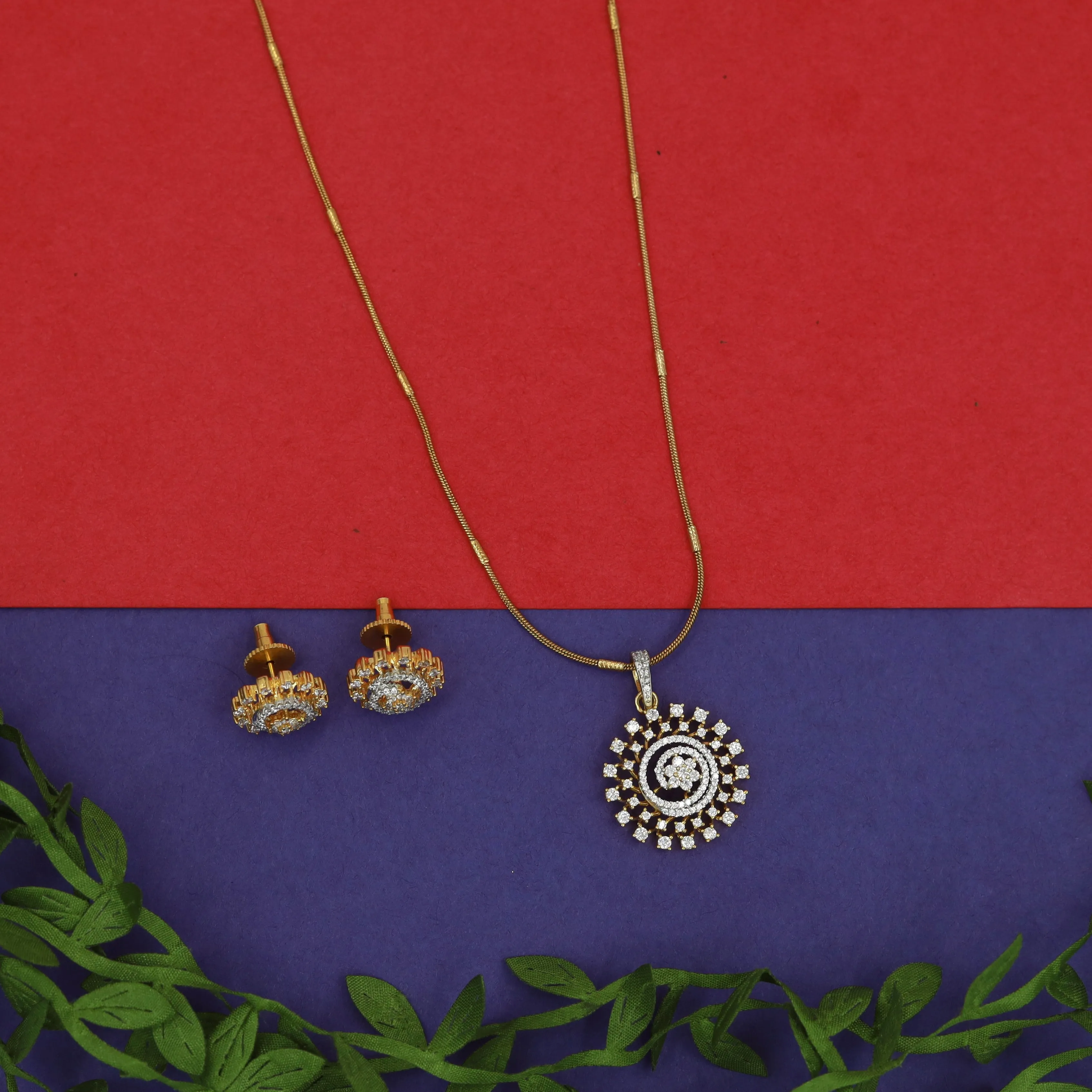 Light Zircon/AD Pendant Set 15393-69