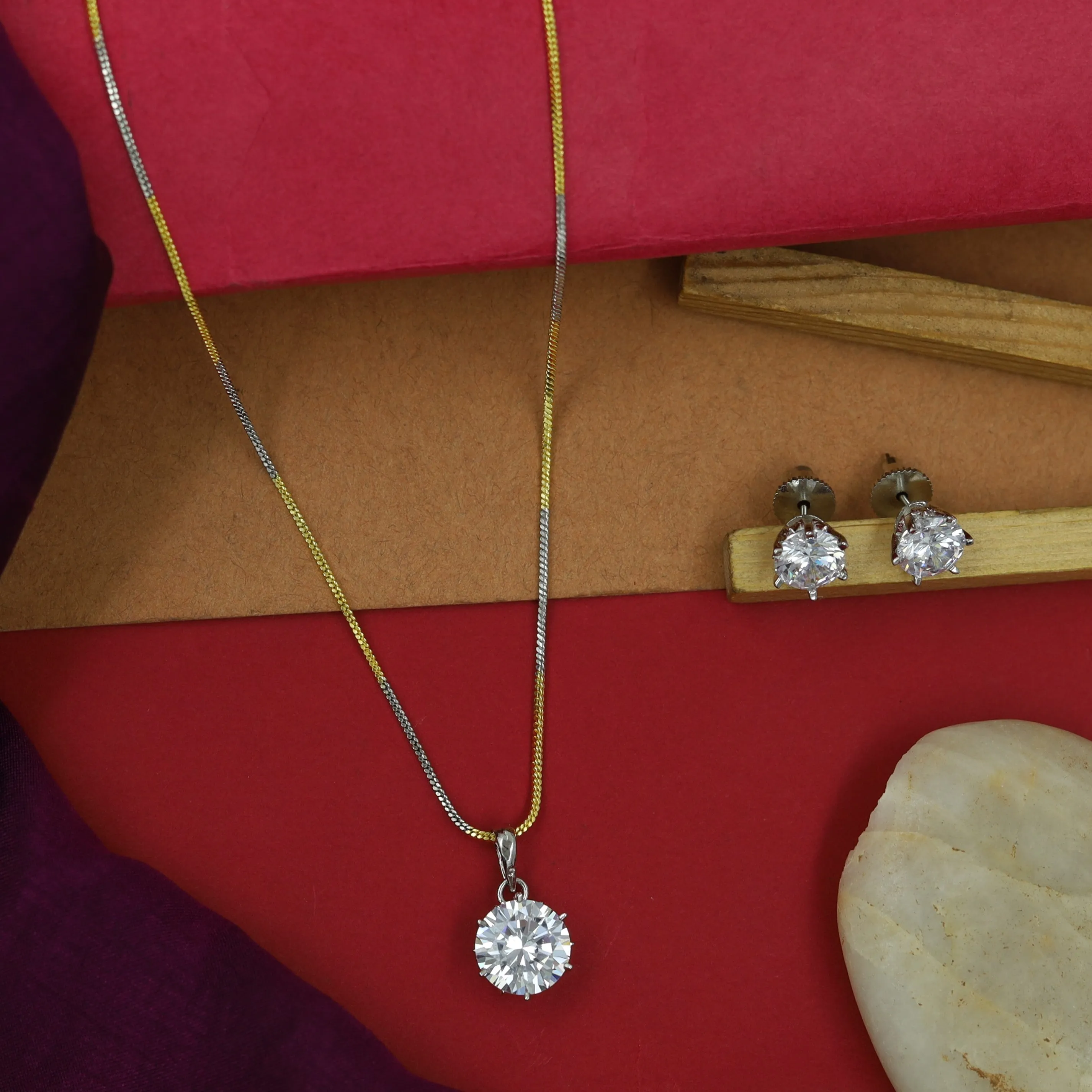 Light Zircon/AD Pendant Set 16248-69