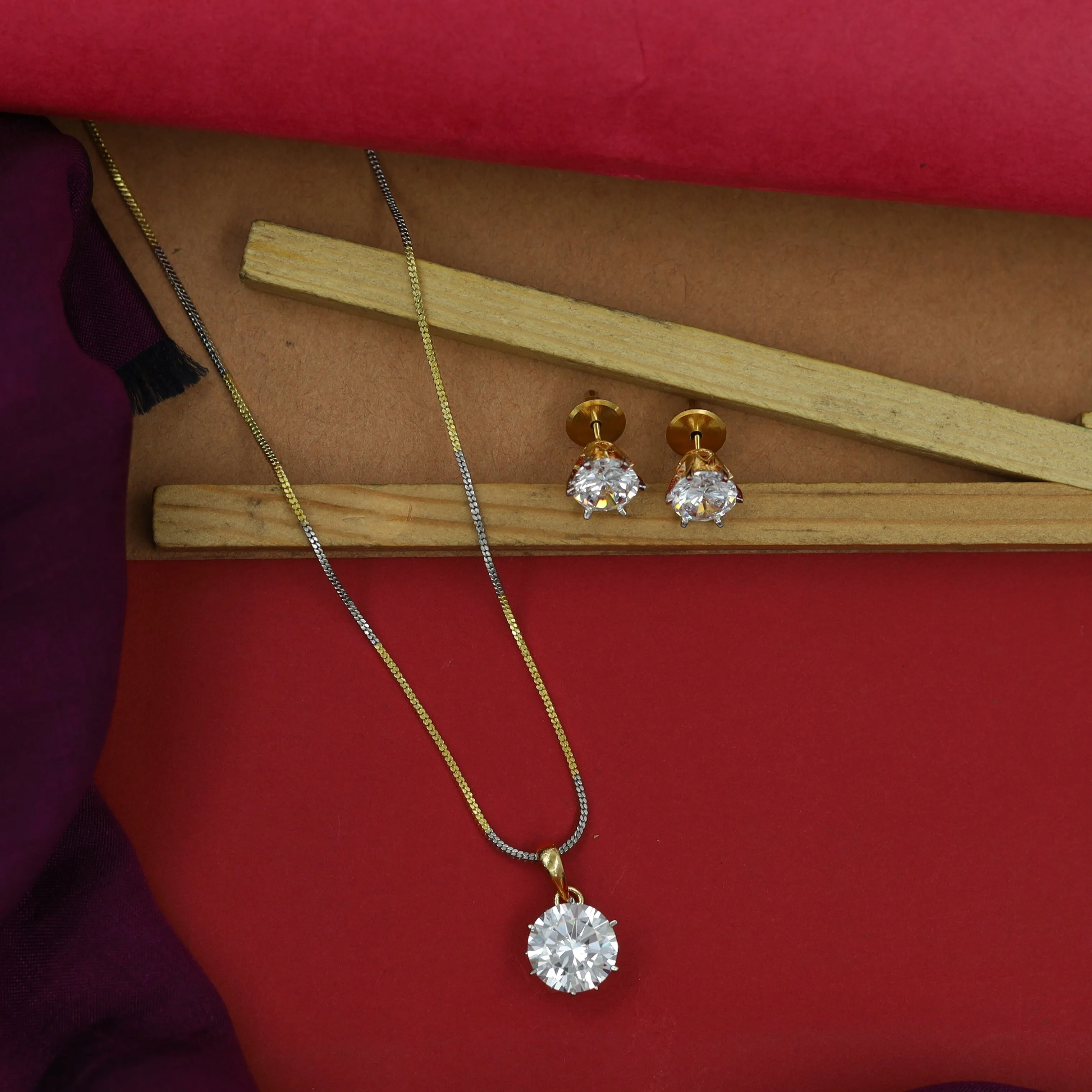 Light Zircon/AD Pendant Set 16248-69