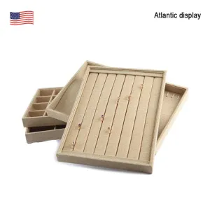Linen Stackable Jewelry Tray Showcase for Ear Stud Earrings Ornament Storage Box Multi-Function Jewelry Organizer Display Gift