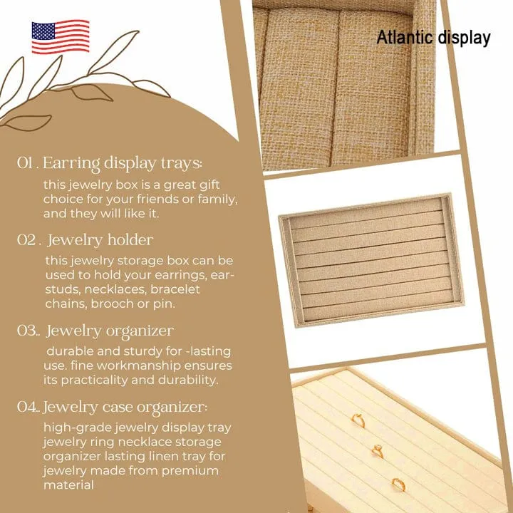 Linen Stackable Jewelry Tray Showcase for Ear Stud Earrings Ornament Storage Box Multi-Function Jewelry Organizer Display Gift