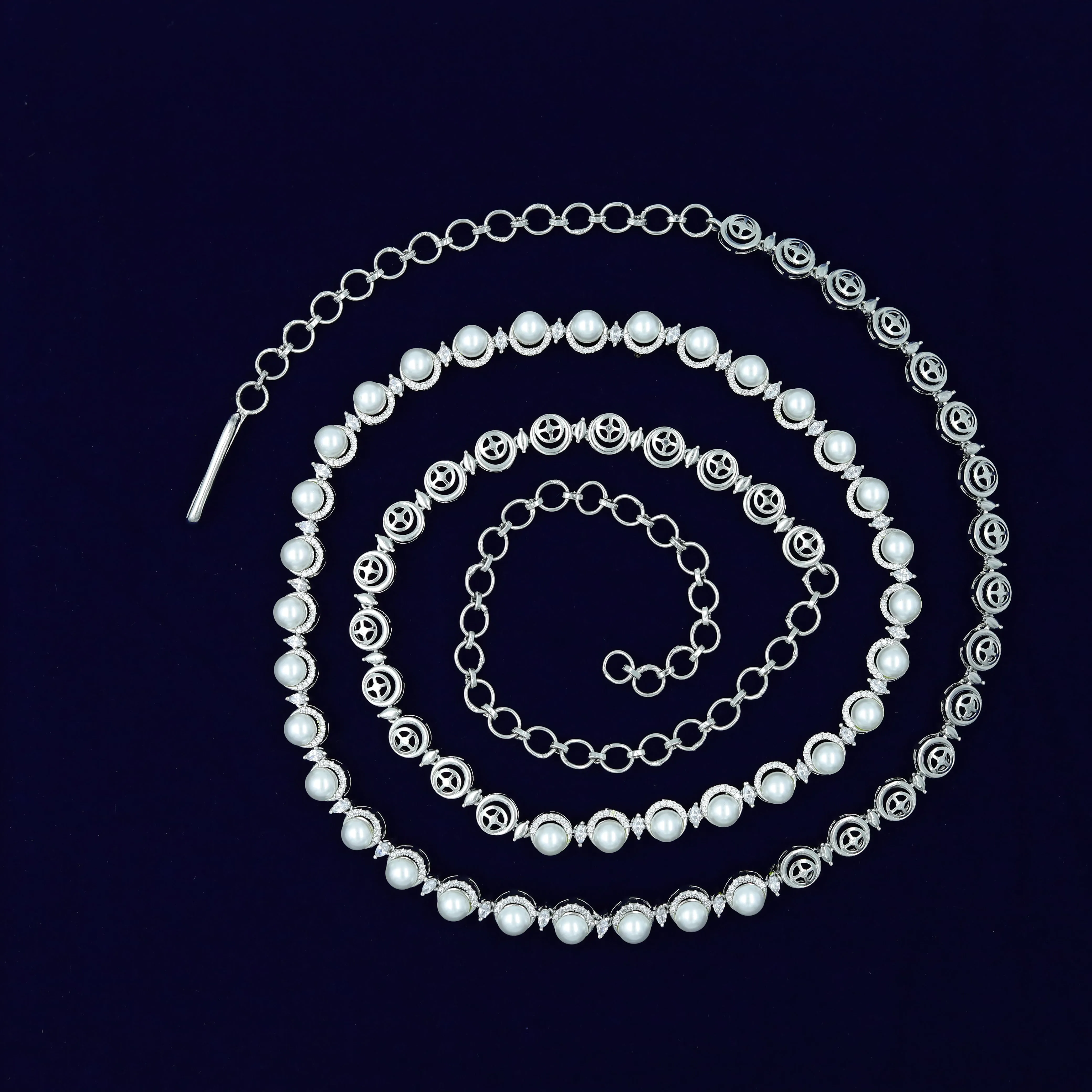 Long Neck Zircon/AD Necklace Set 6672-28