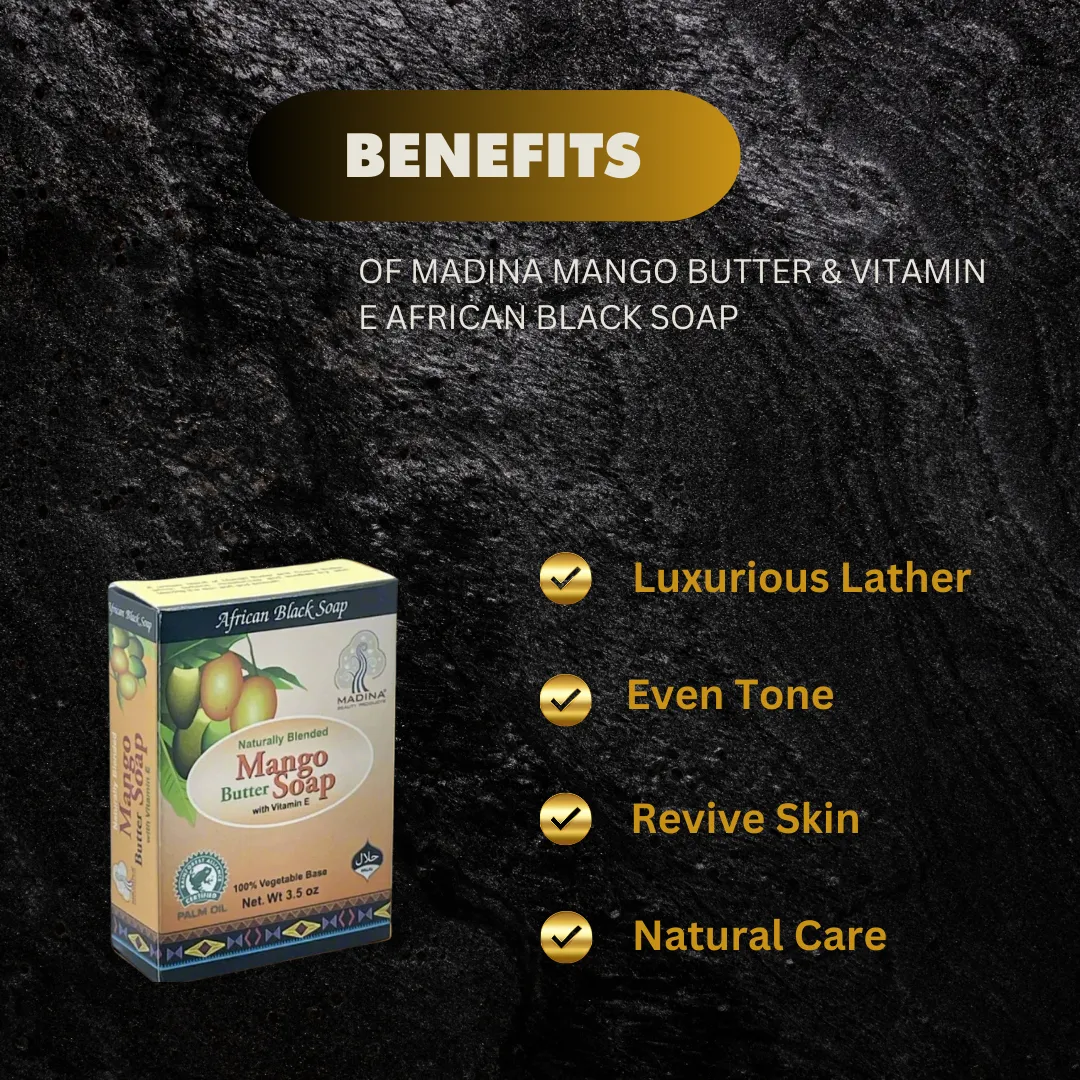Madina Mango Butter & Vitamin E African Black Soap 3.5oz