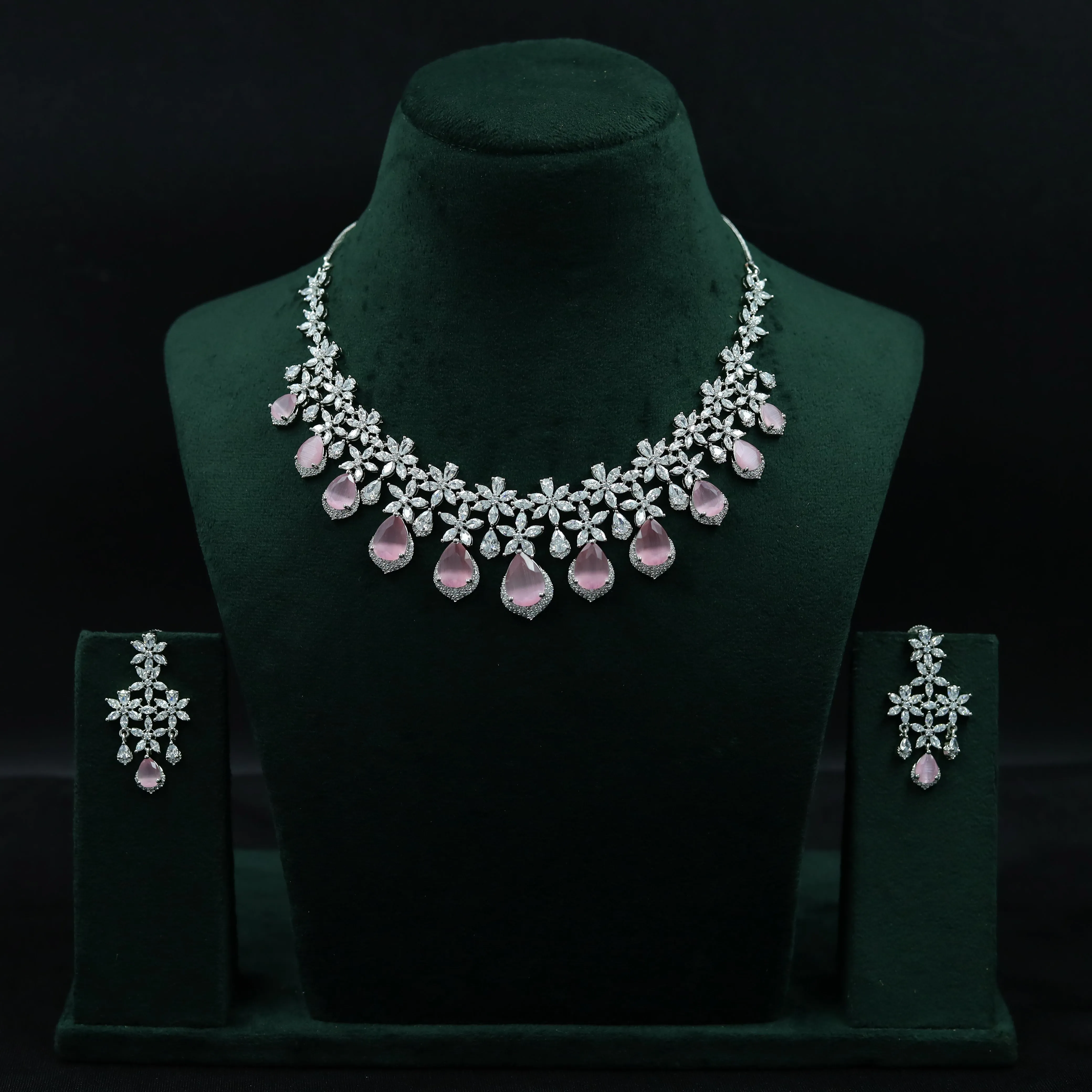 Manish Malhotra Inspired Round Neck Zircon/AD Necklace Set 11894-69