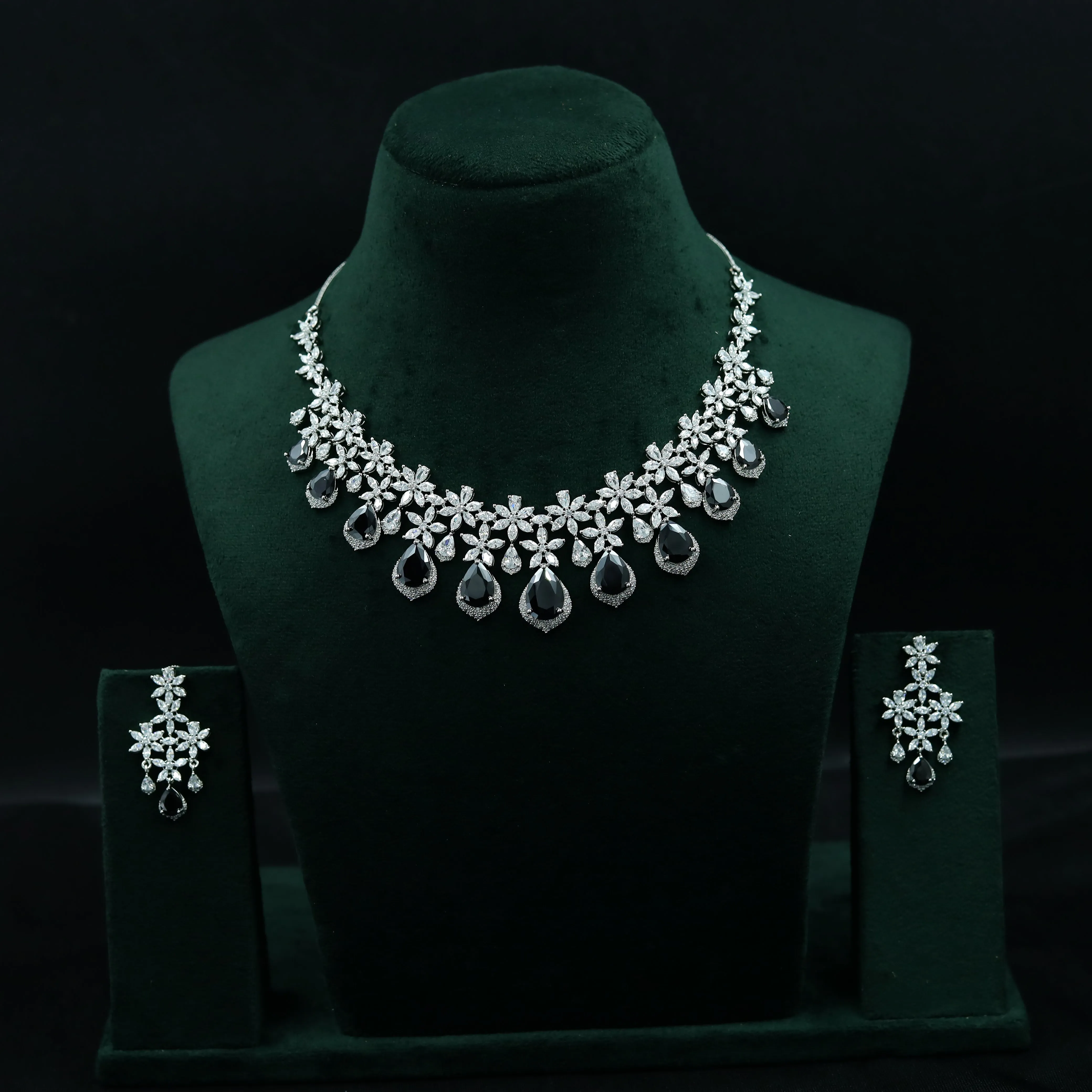 Manish Malhotra Inspired Round Neck Zircon/AD Necklace Set 11894-69