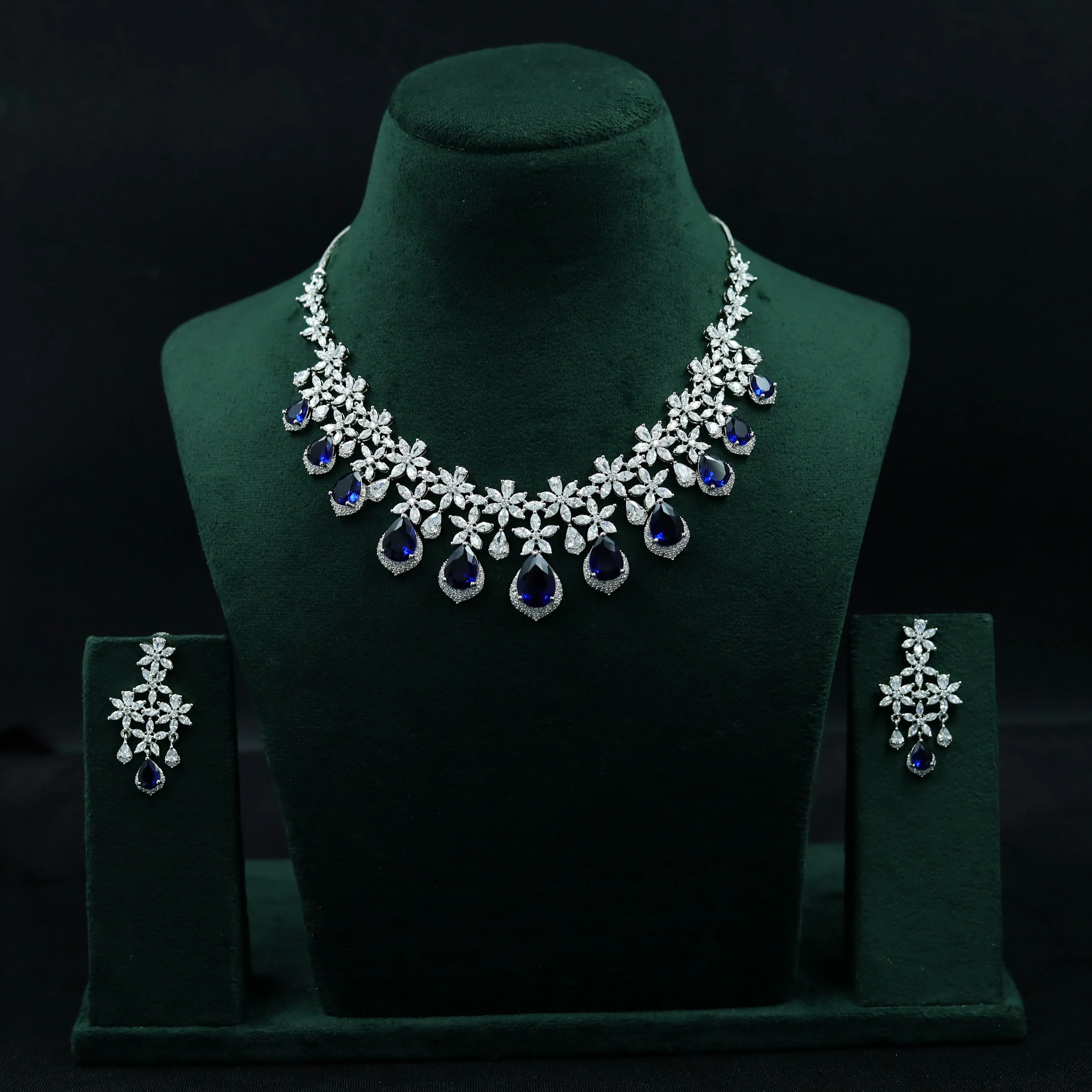 Manish Malhotra Inspired Round Neck Zircon/AD Necklace Set 11894-69