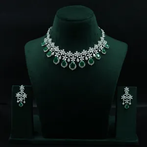 Manish Malhotra Inspired Round Neck Zircon/AD Necklace Set 11894-69