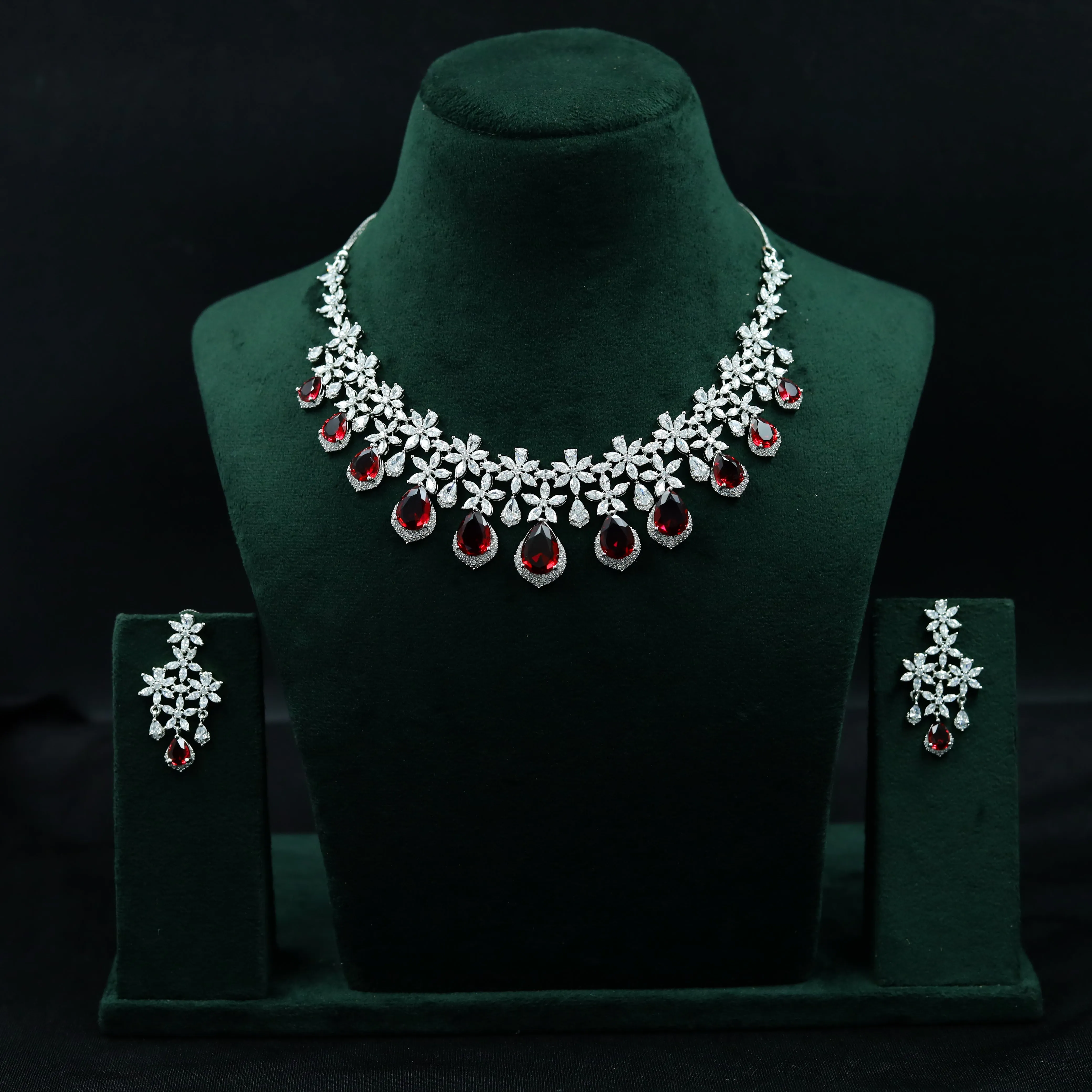 Manish Malhotra Inspired Round Neck Zircon/AD Necklace Set 11894-69