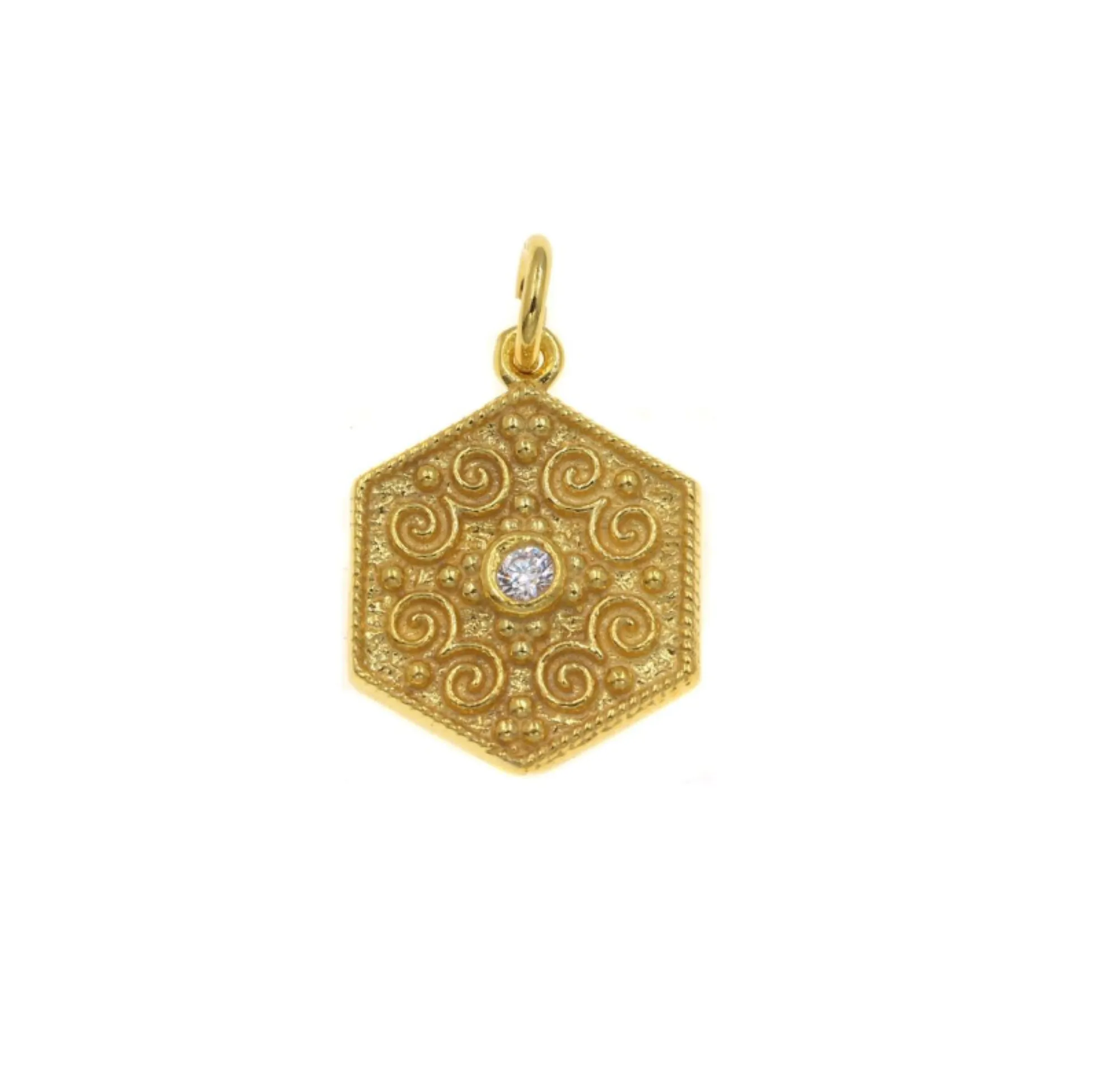 Pink Tourmaline Hexagon Byzantine Necklace
