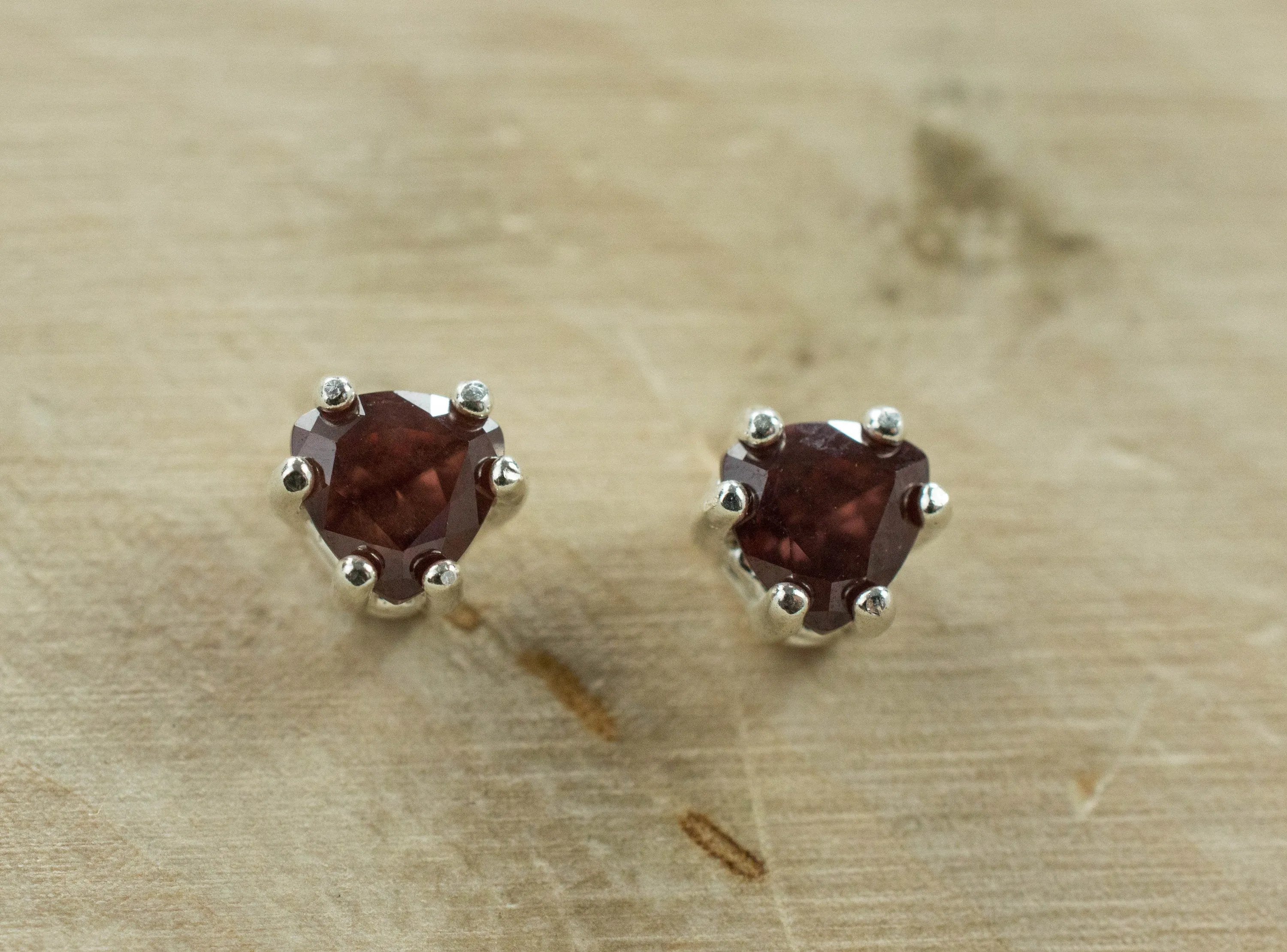 Red Zircon Earrings; Genuine Untreated Tanzania Zircon; 1.330cts