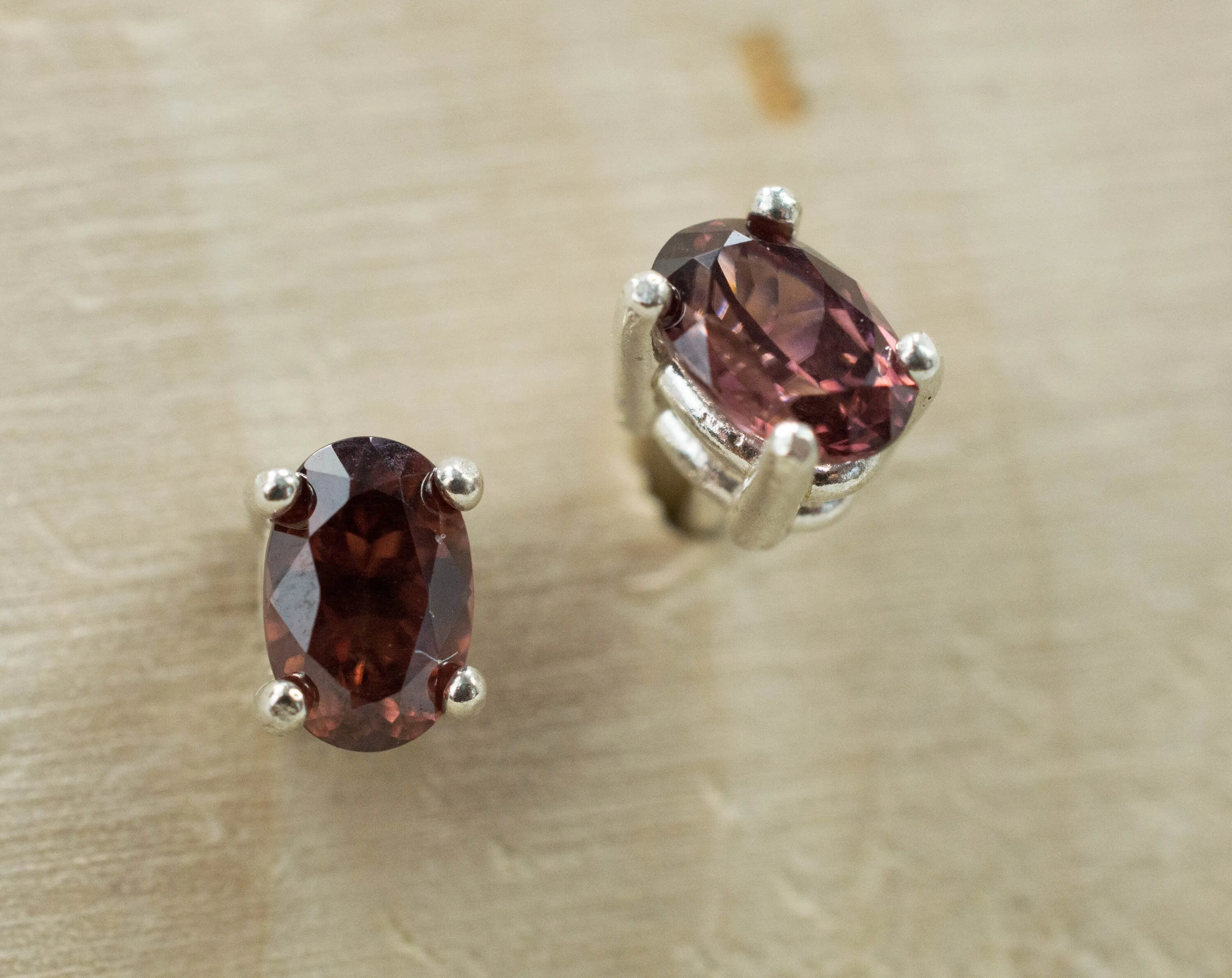 Red Zircon Earrings; Genuine Untreated Tanzania Zircon; 1.440cts