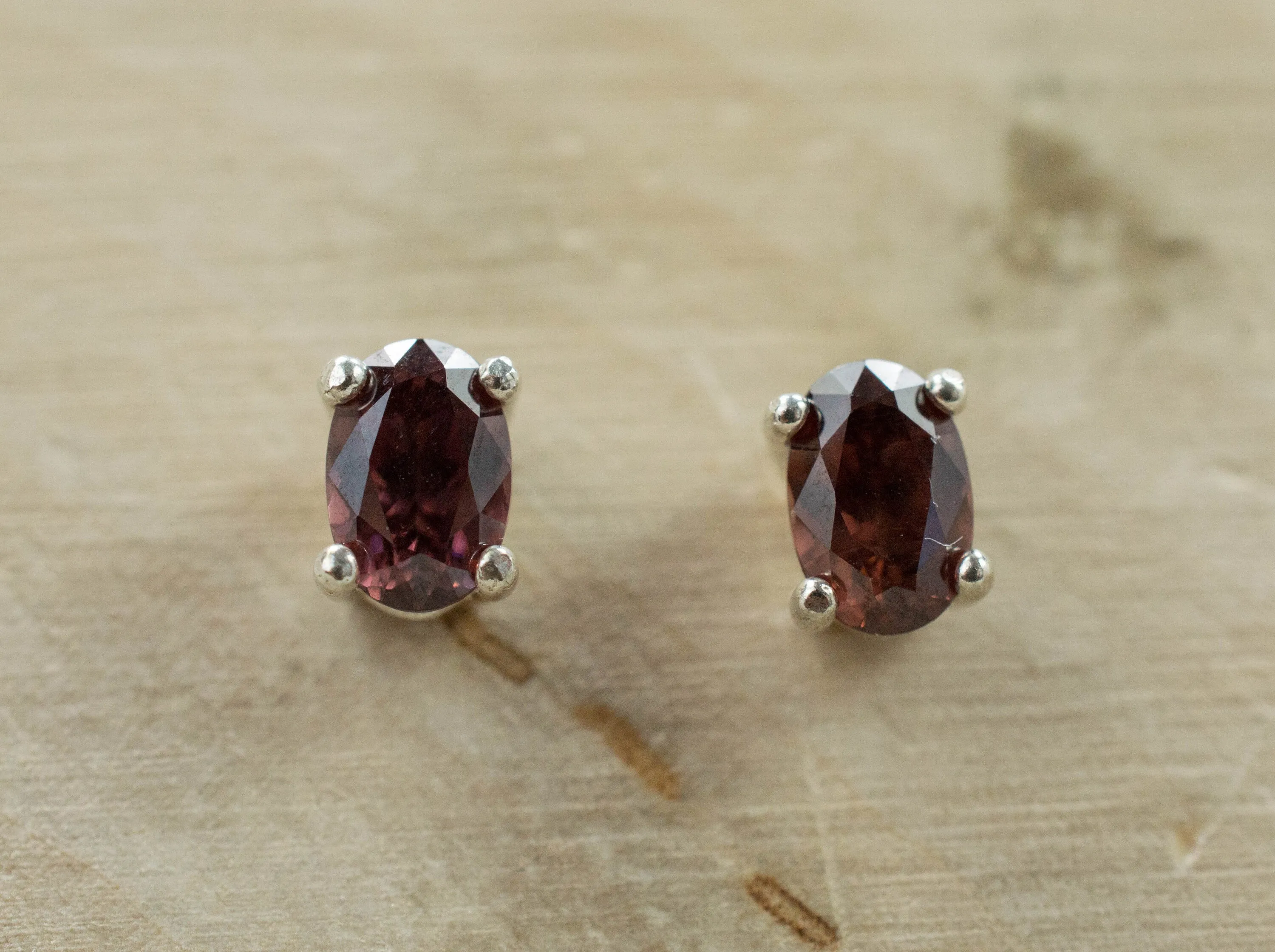 Red Zircon Earrings; Genuine Untreated Tanzania Zircon; 1.440cts