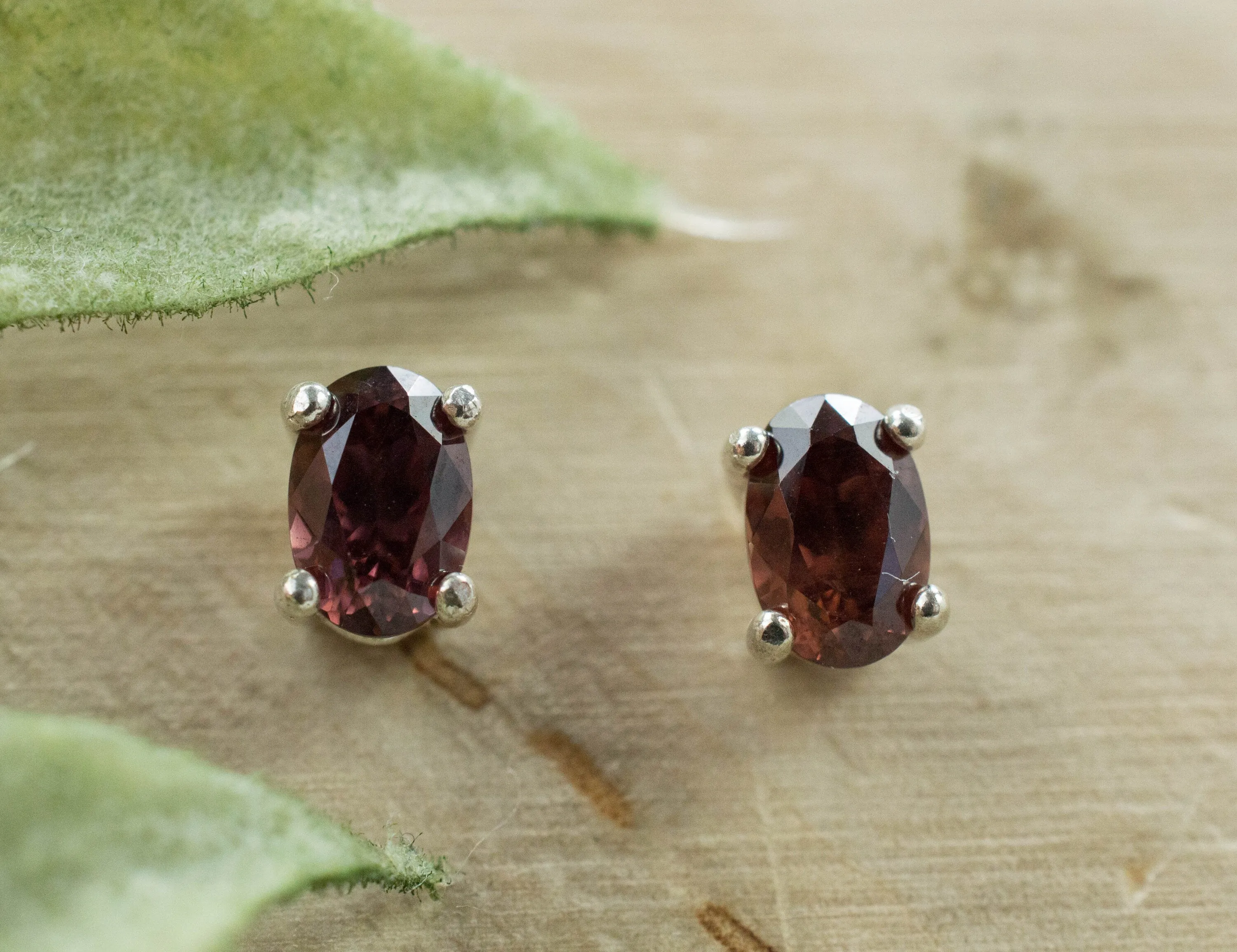 Red Zircon Earrings; Genuine Untreated Tanzania Zircon; 1.440cts