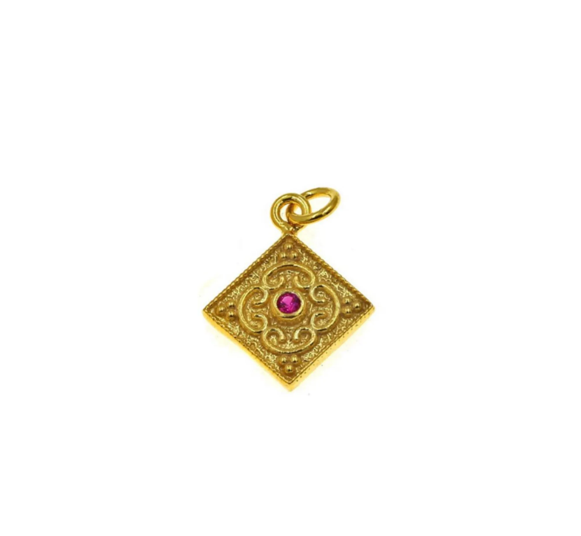 Rhombus Byzantine Necklace With White Zircon From 22k Gold Plated Silver