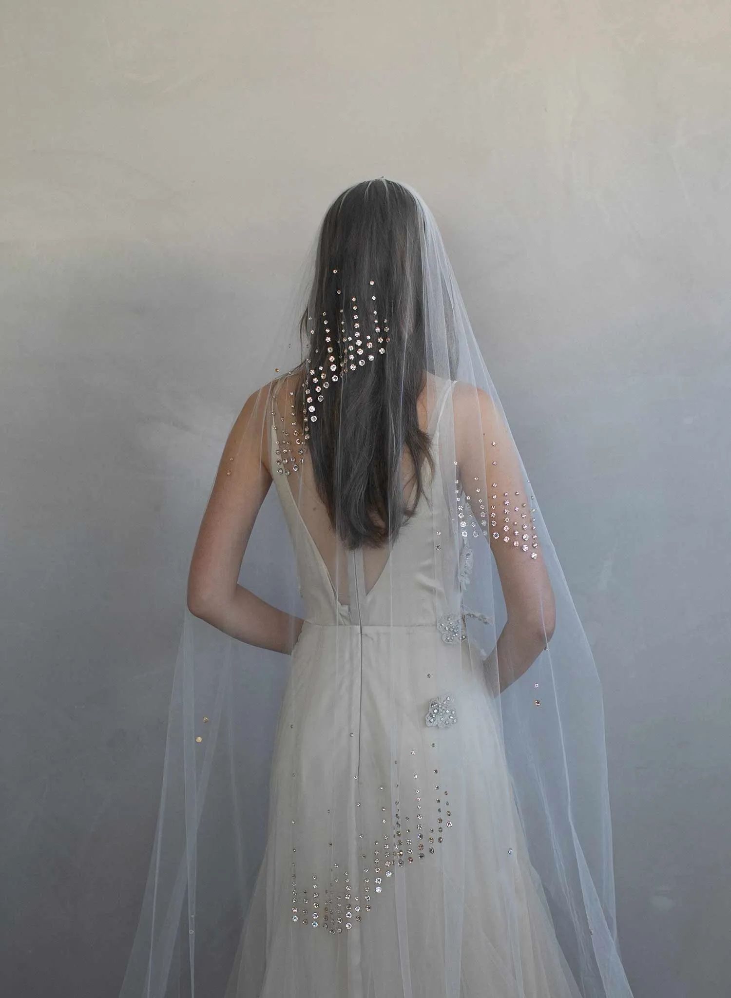 Rose bubbles chapel veil, ORIGINAL SAMPLE - Style #964