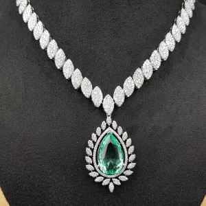 Round Neck Zircon/AD Necklace Set 10799-69