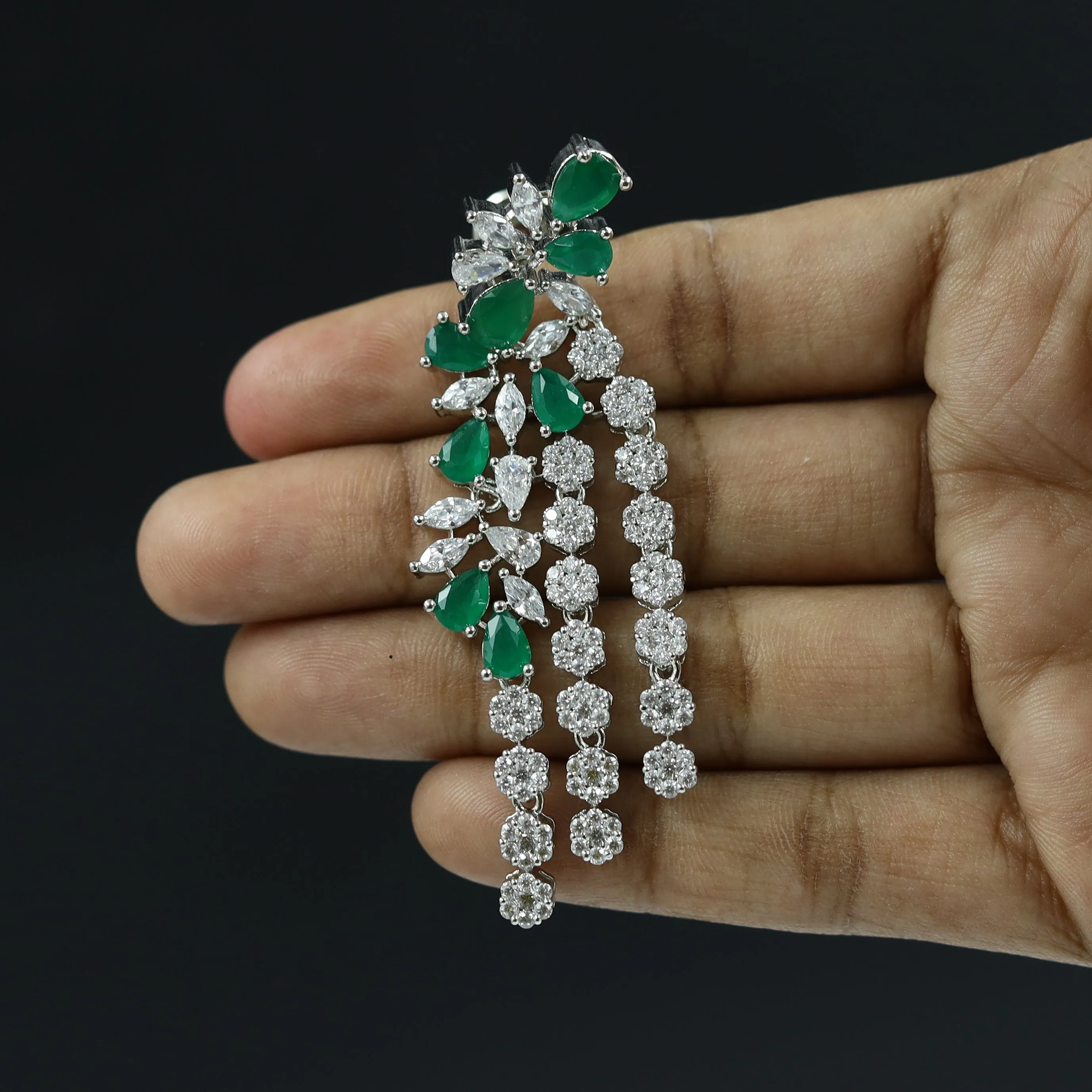 Round Neck Zircon/AD Necklace Set 10801-69