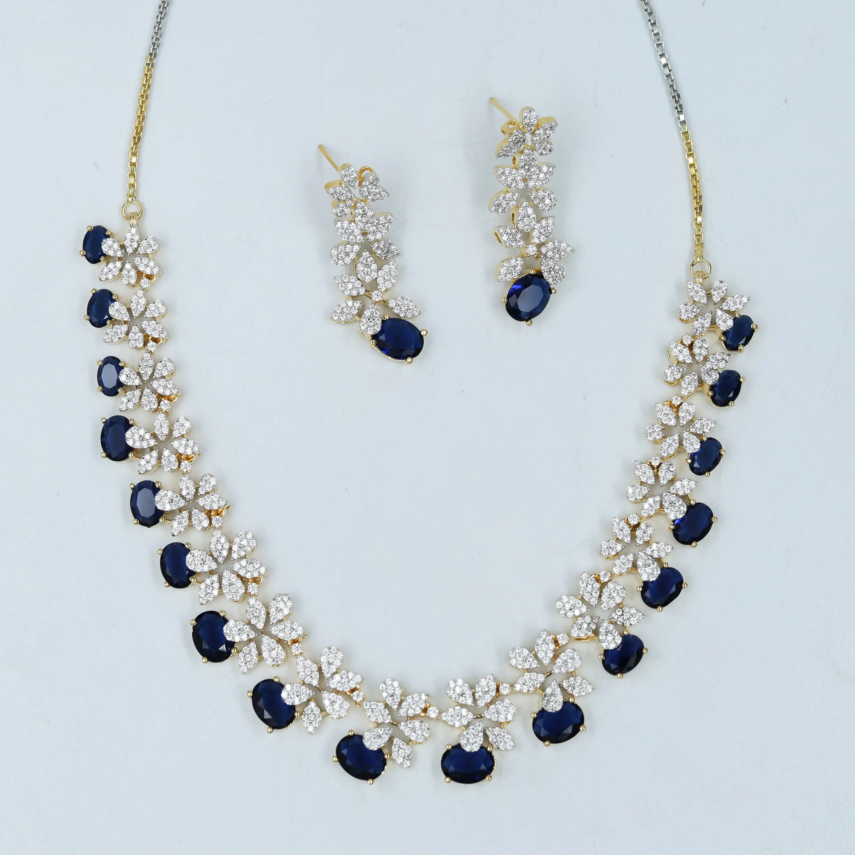 Round Neck Zircon/AD Necklace Set 11629-08