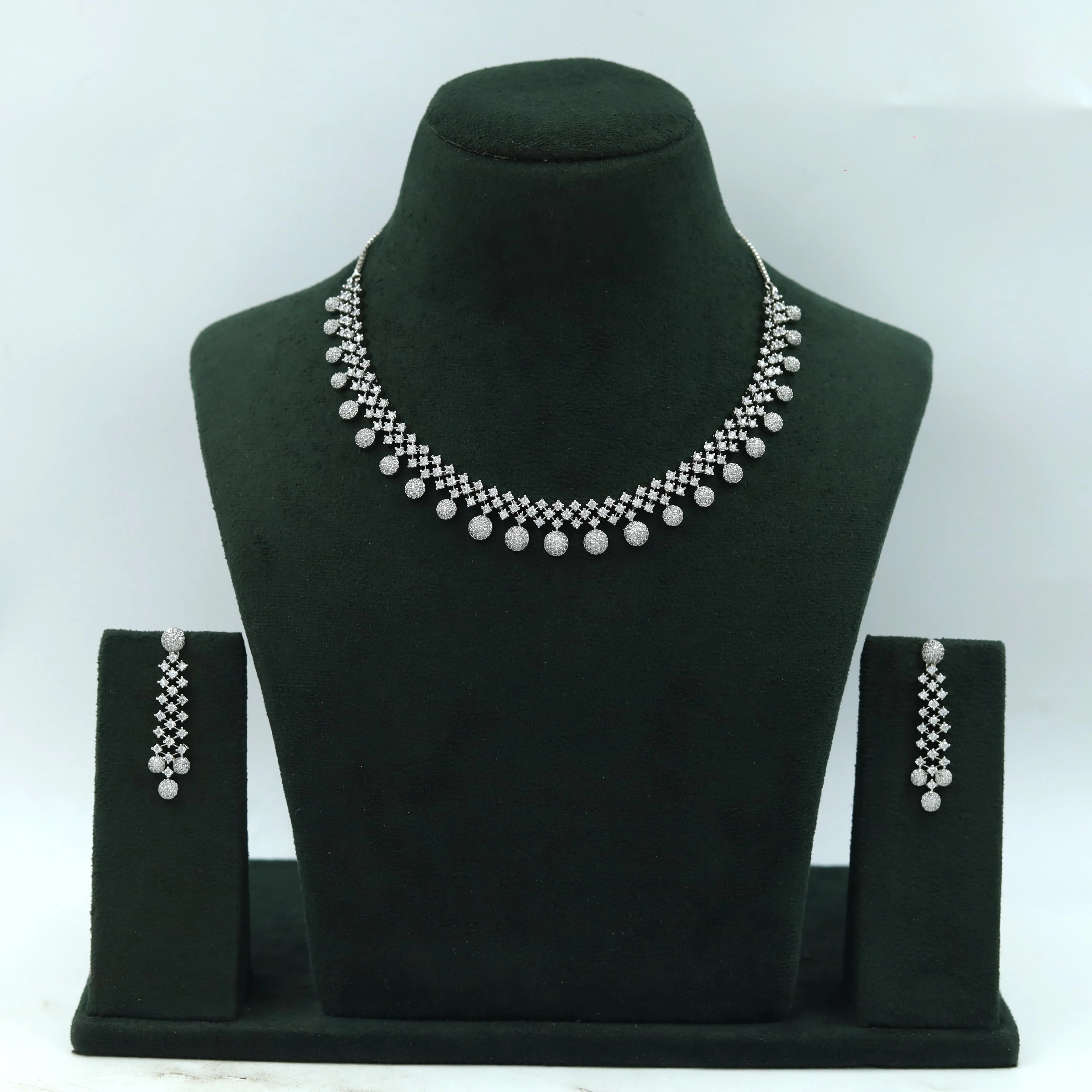 Round Neck Zircon/AD Necklace Set 16919-08