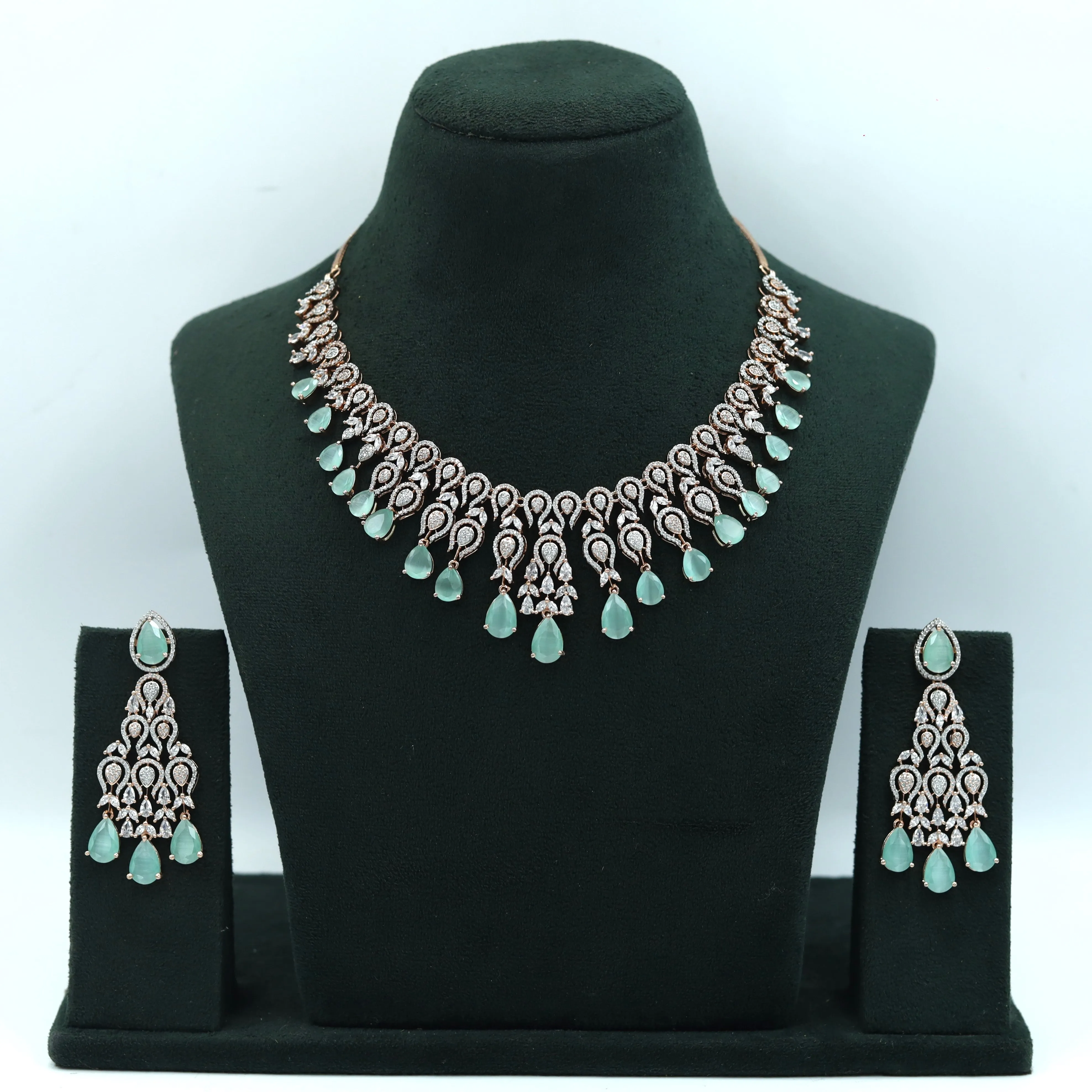 Round Neck Zircon/AD Necklace Set 4147-69