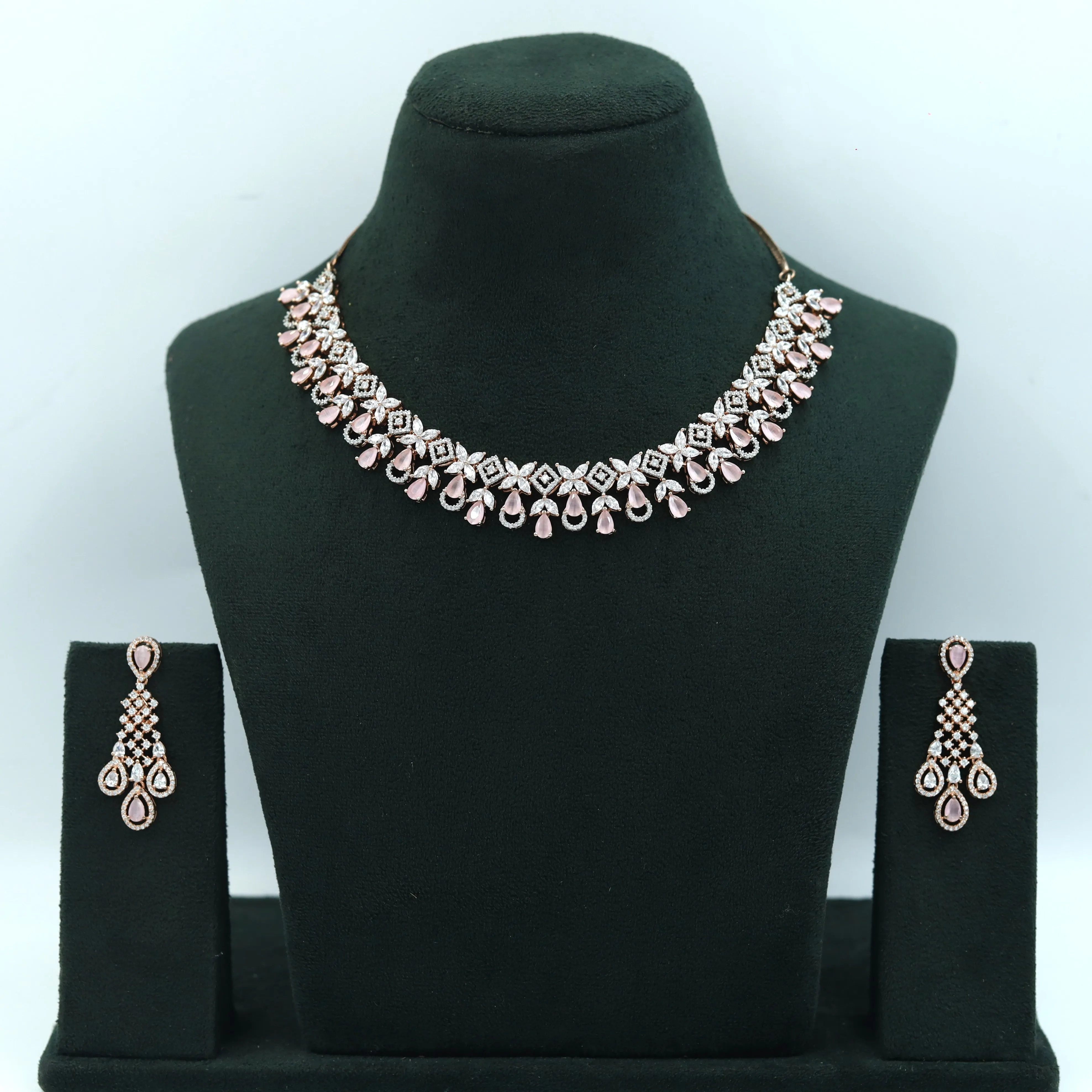 Round Neck Zircon/AD Necklace Set 4160-69