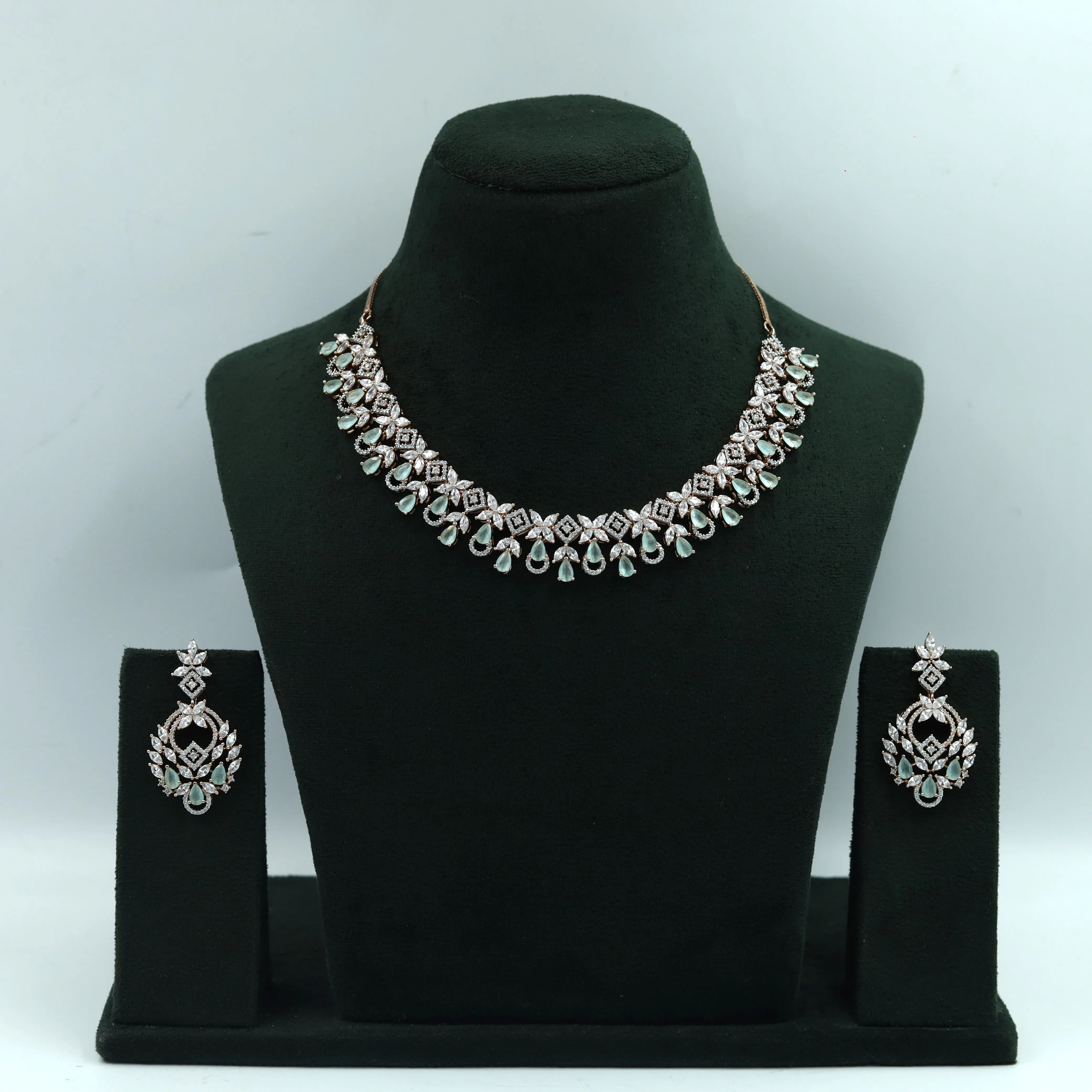 Round Neck Zircon/AD Necklace Set 4160-69