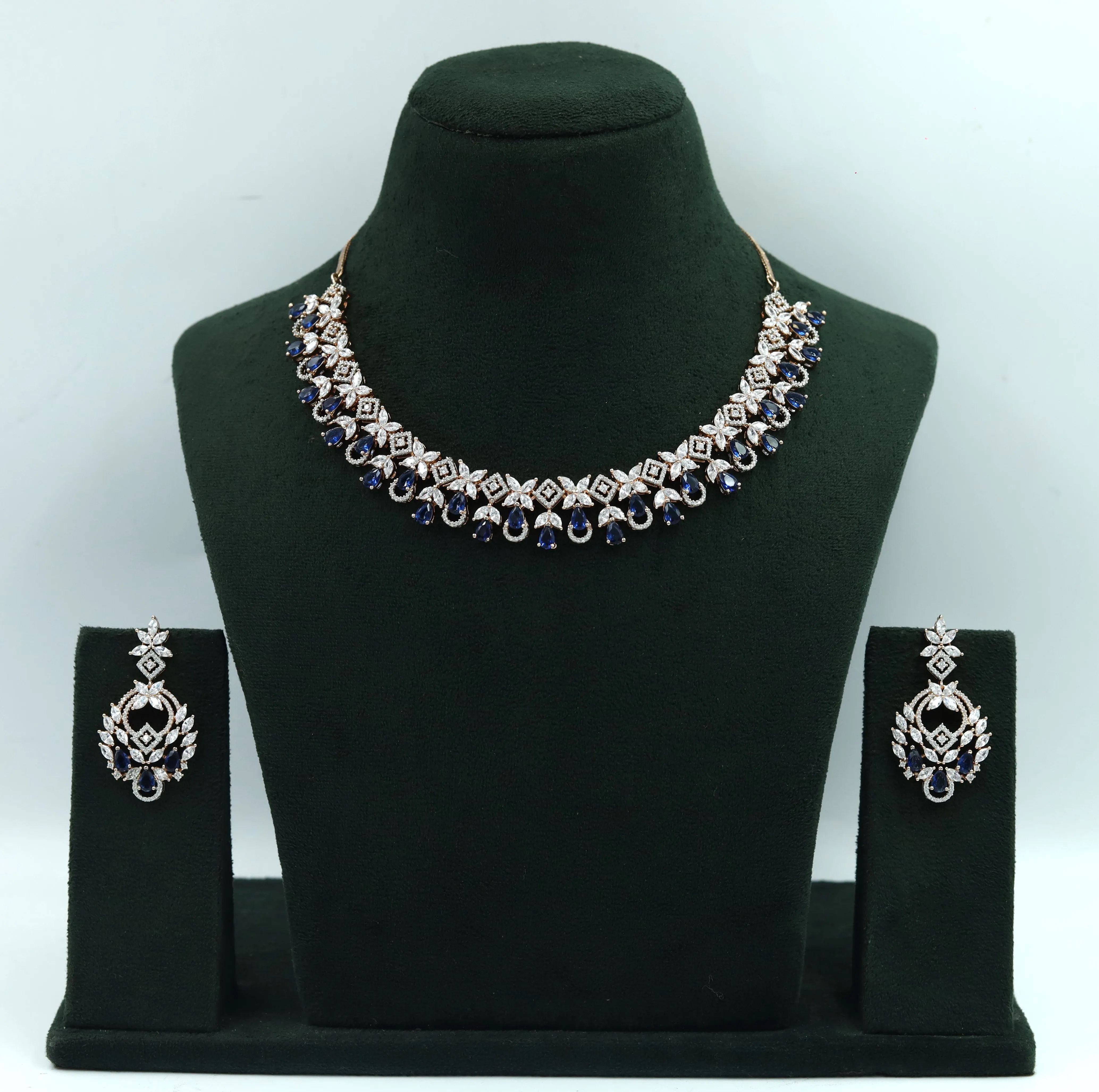 Round Neck Zircon/AD Necklace Set 4160-69