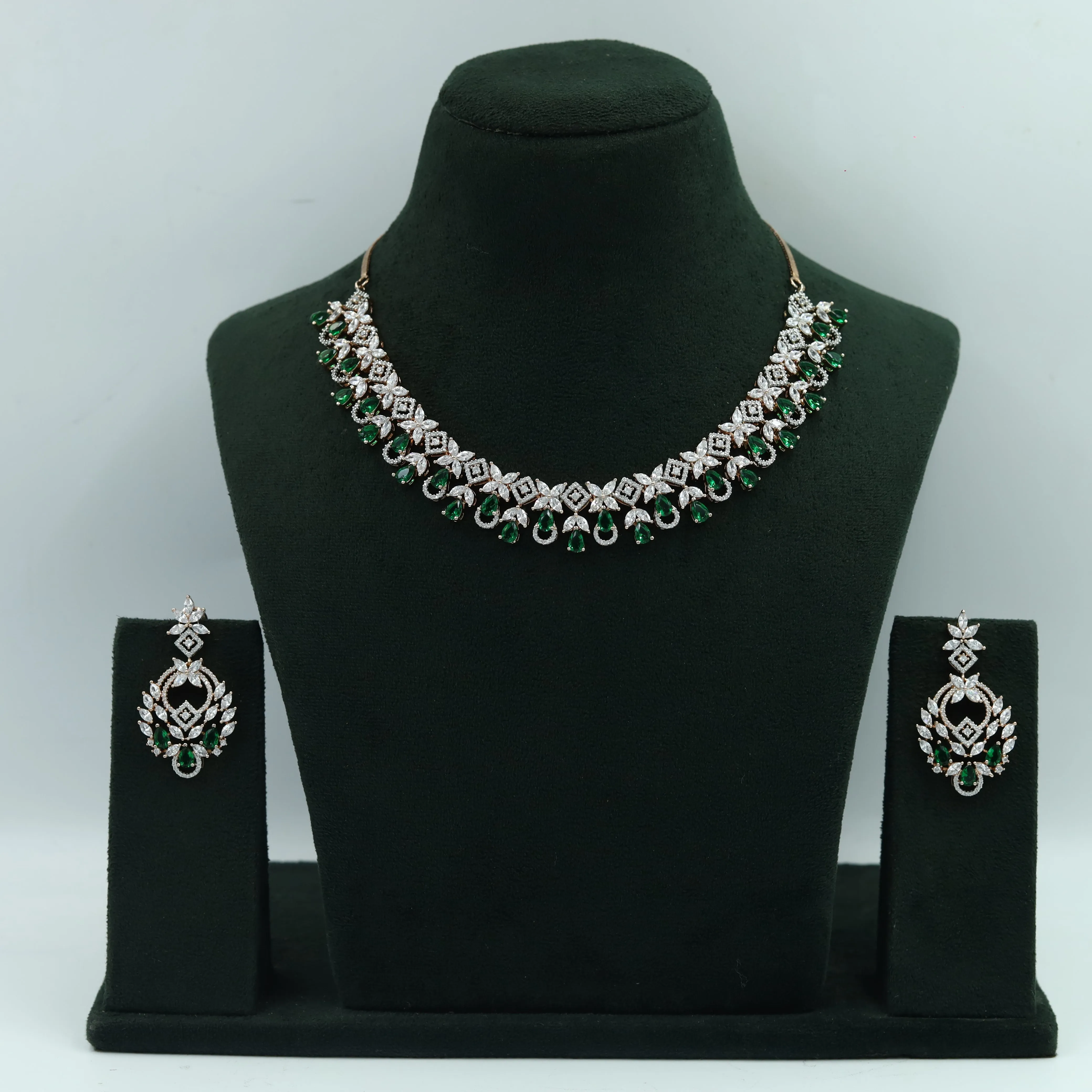 Round Neck Zircon/AD Necklace Set 4160-69