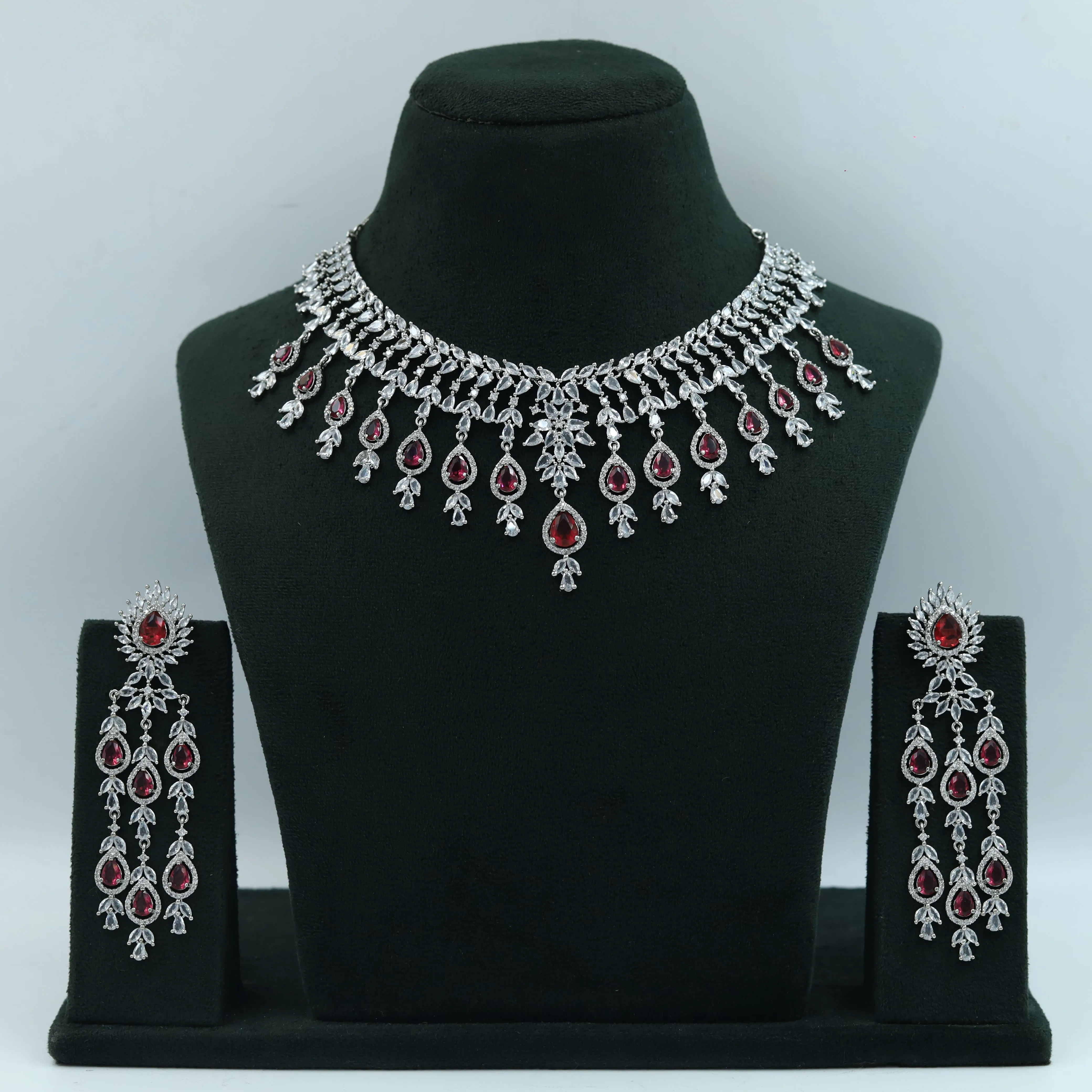 Round Neck Zircon/AD Necklace Set 9929-R