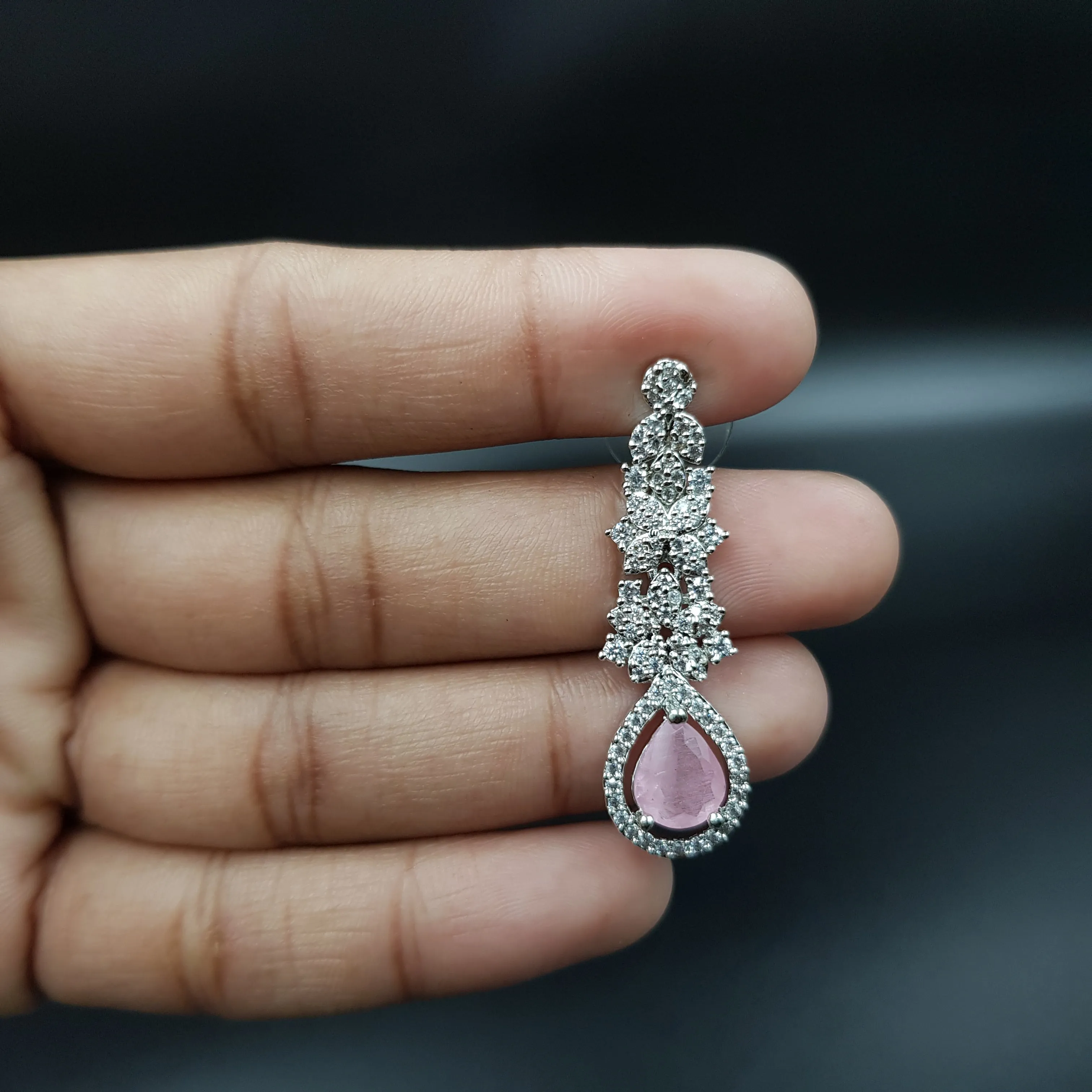 Round Neck Zircon/AD Necklace Set 9930-R
