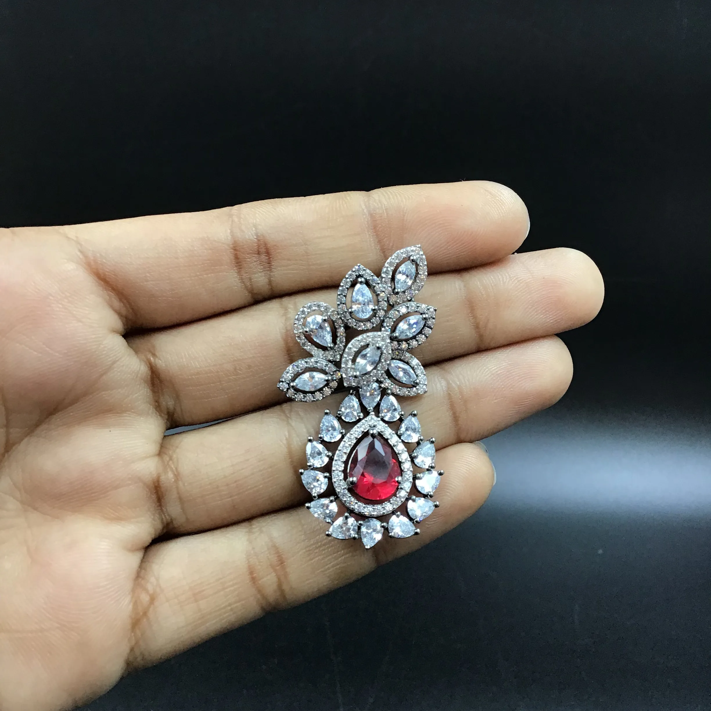 Ruby Zircon/AD Earring 9353-4149