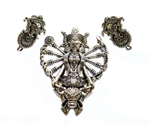 Silver Goddess Pendant and Stud Set
