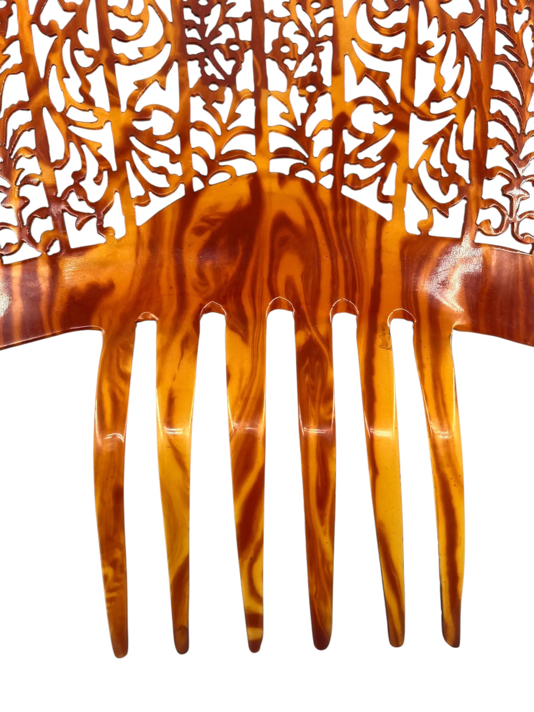 Spanish Oversized Peinata Faux Tortoise Shell, Carved